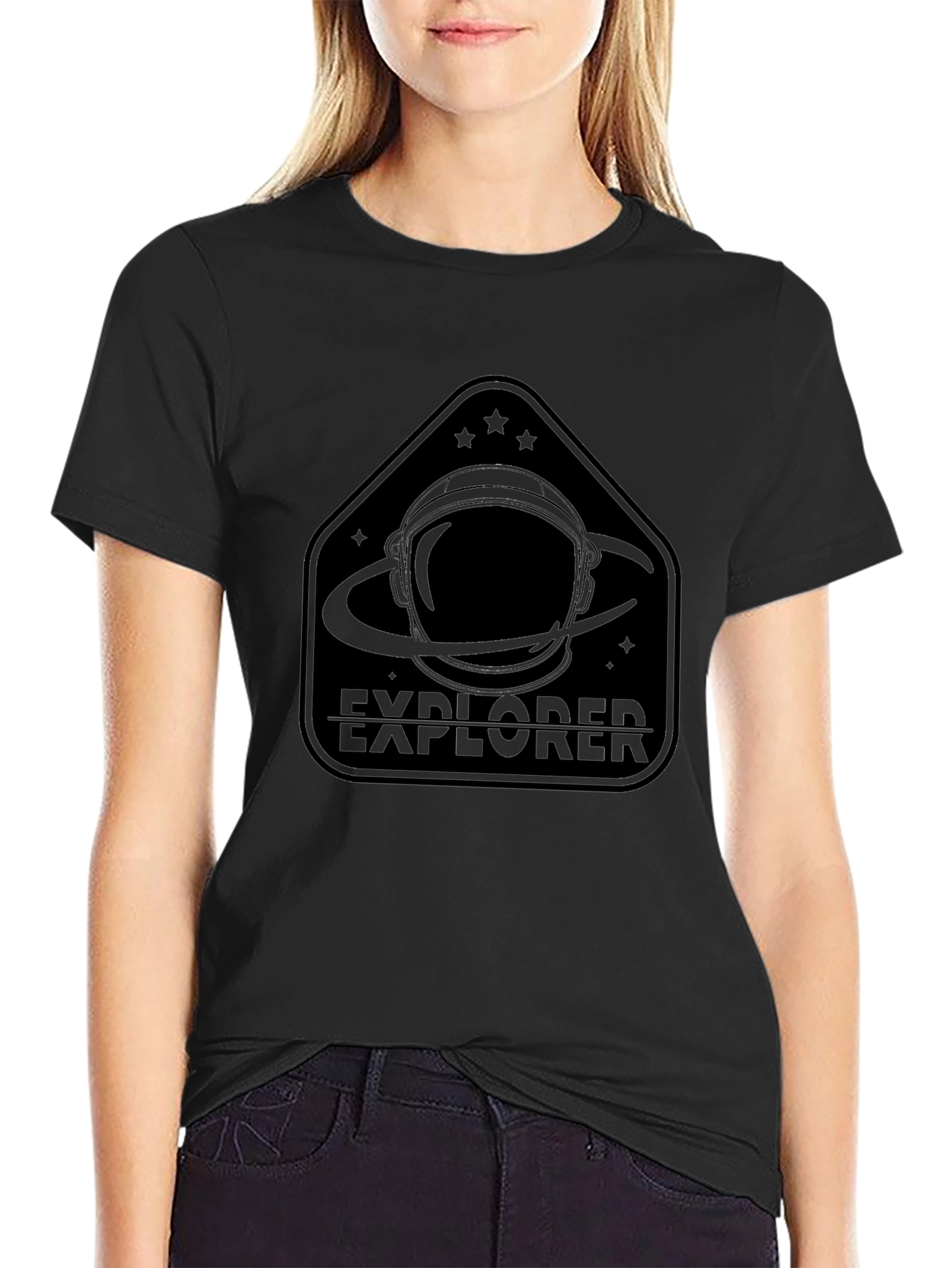 Explorer Astronaut Graphic Black T-Shirt