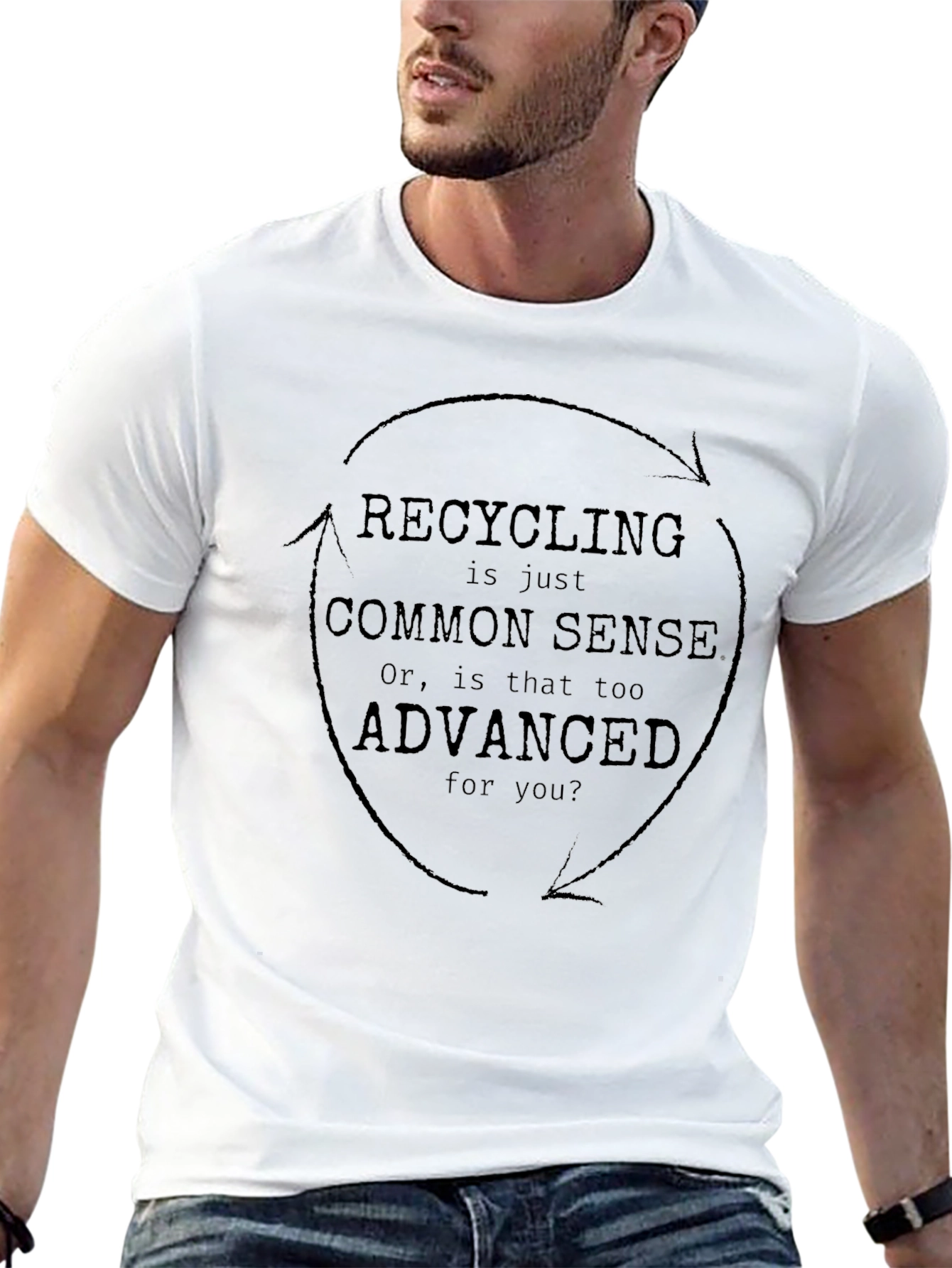 Recycling Slogan Black T-Shirt