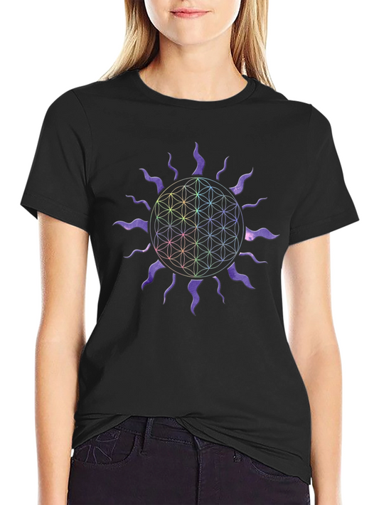 Flower of Life Sun Graphic Tee - Black
