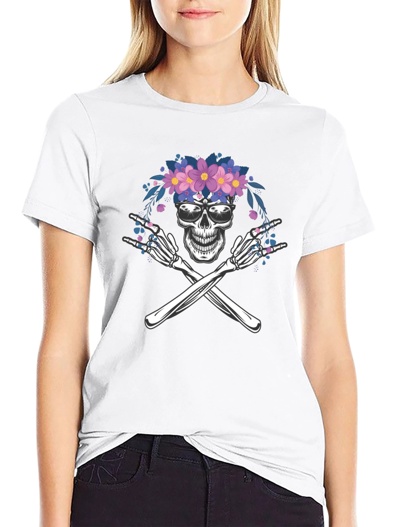 Skull & Crossbones Floral T-Shirt
