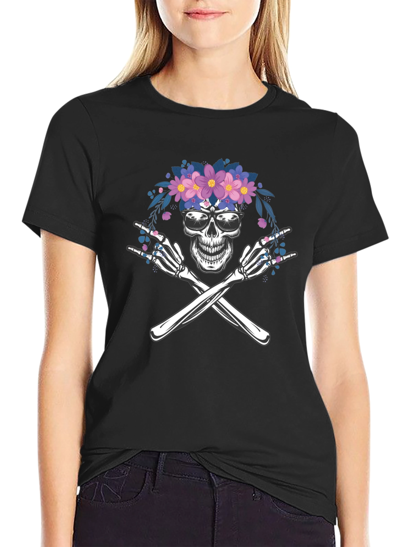 Skull & Crossbones Floral T-Shirt