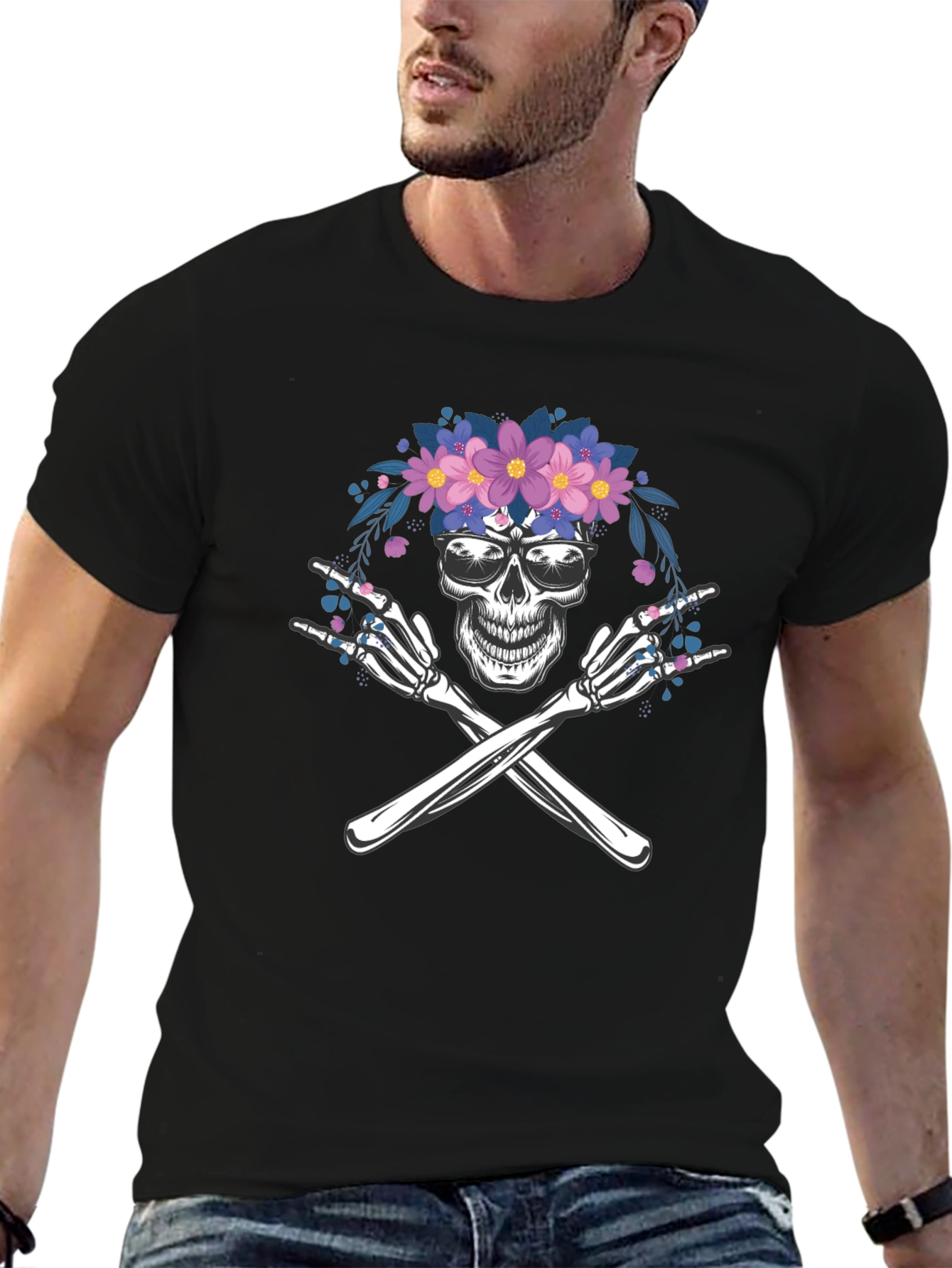 Skull & Crossbones Floral T-Shirt