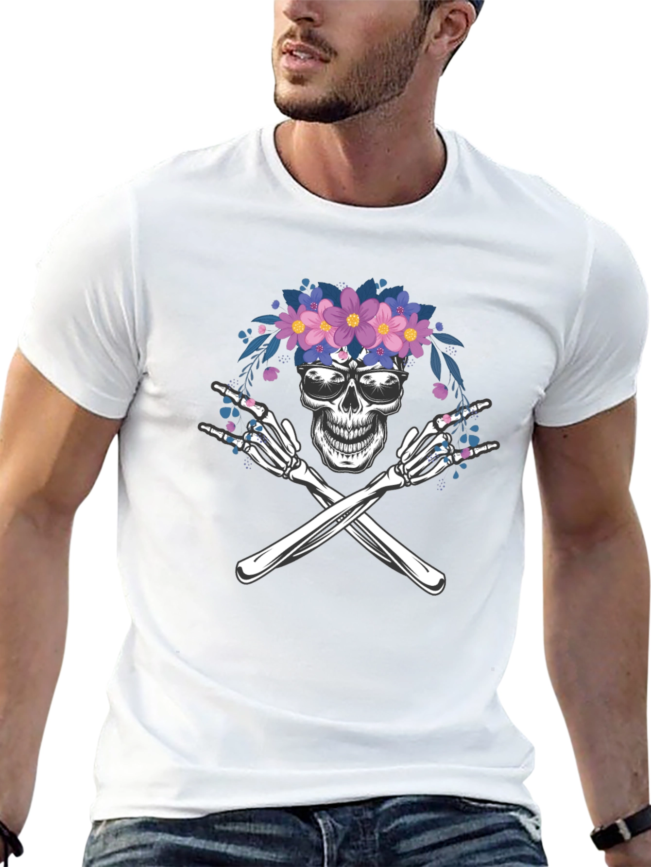 Skull & Crossbones Floral T-Shirt