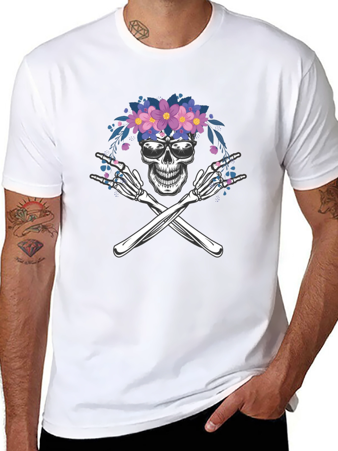 Skull & Crossbones Floral T-Shirt