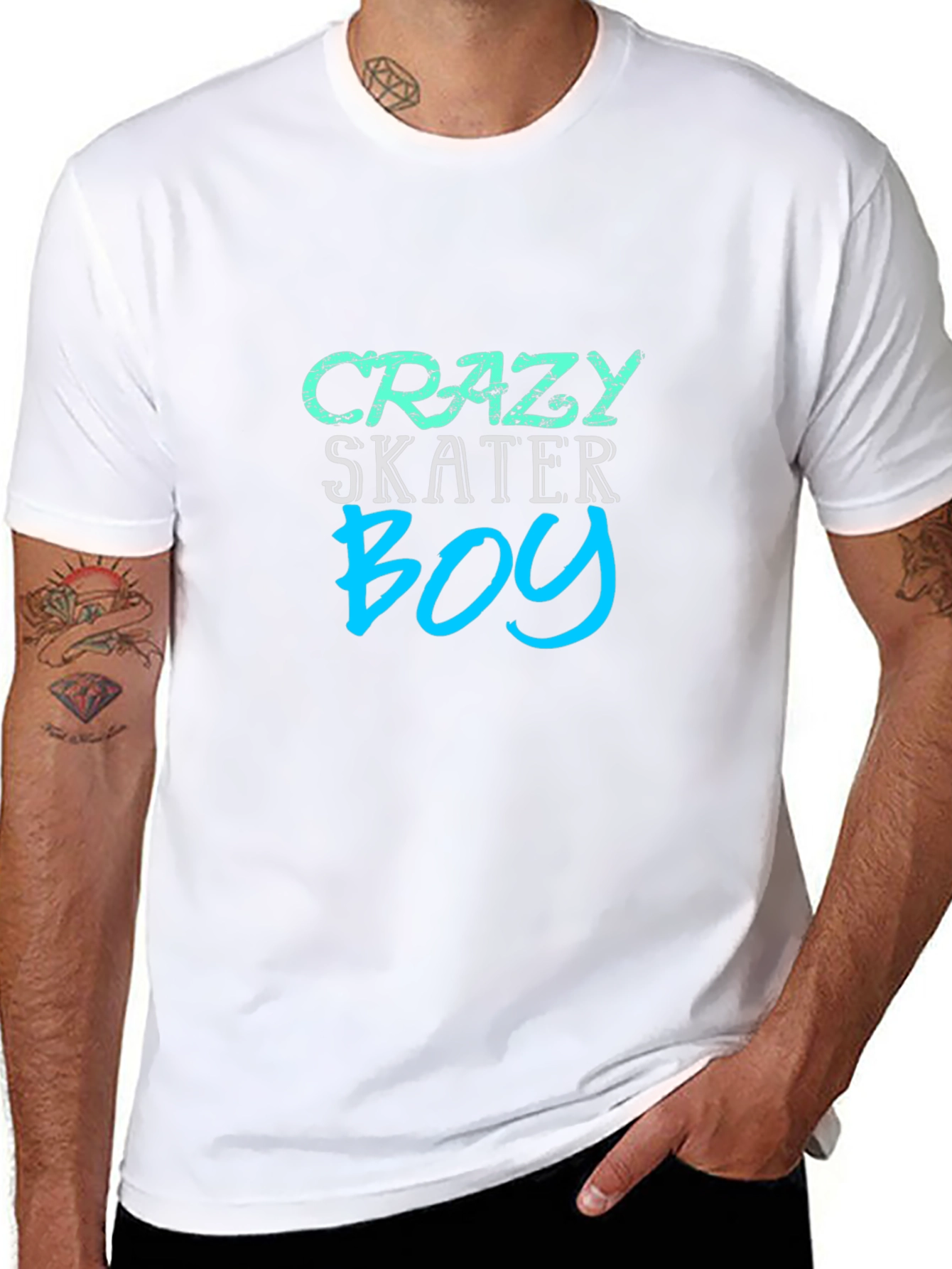 Crazy Skater Boy Graphic Tee - Black Casual Shirt