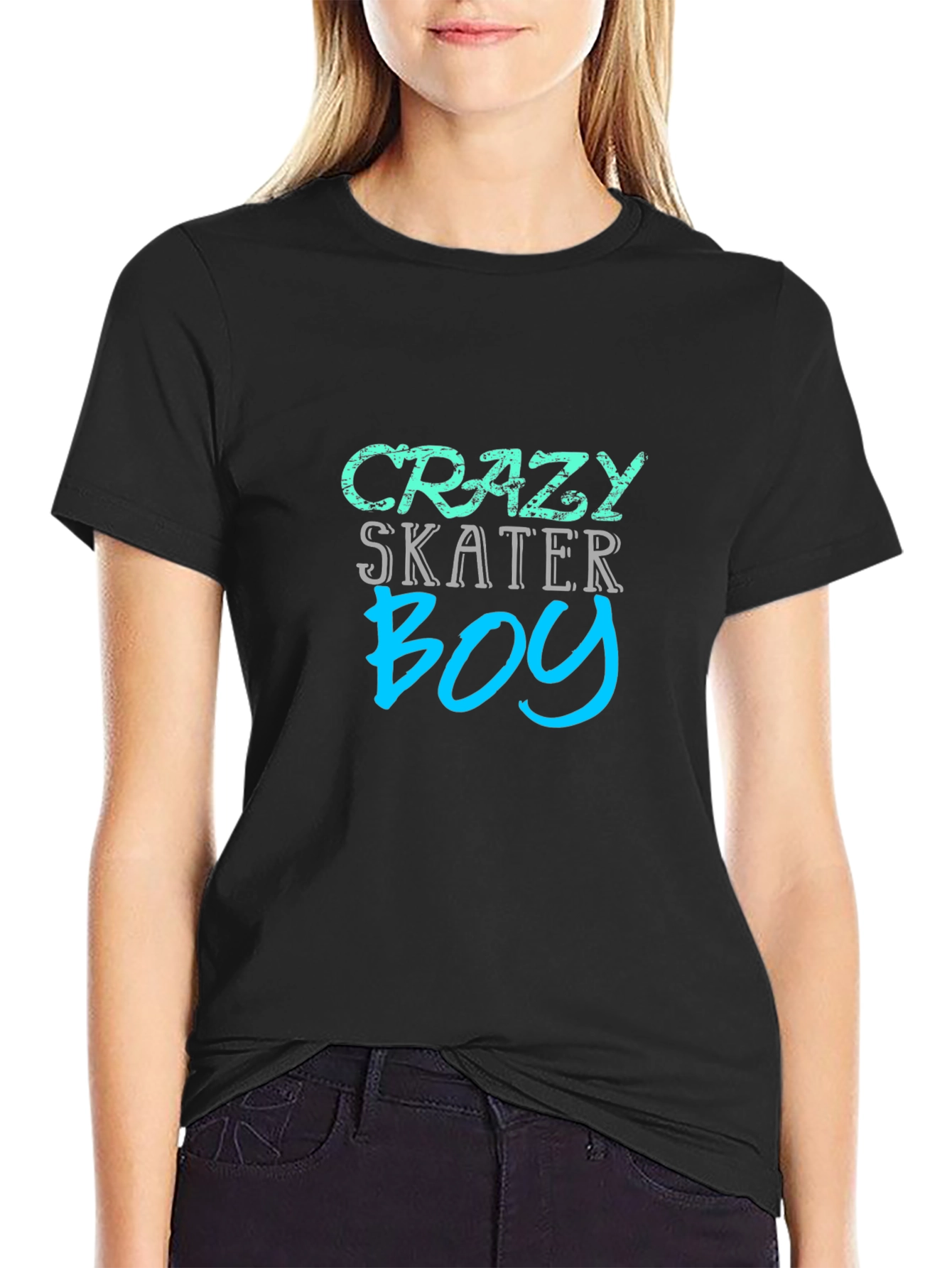 Crazy Skater Boy Graphic Tee - Black Casual Shirt
