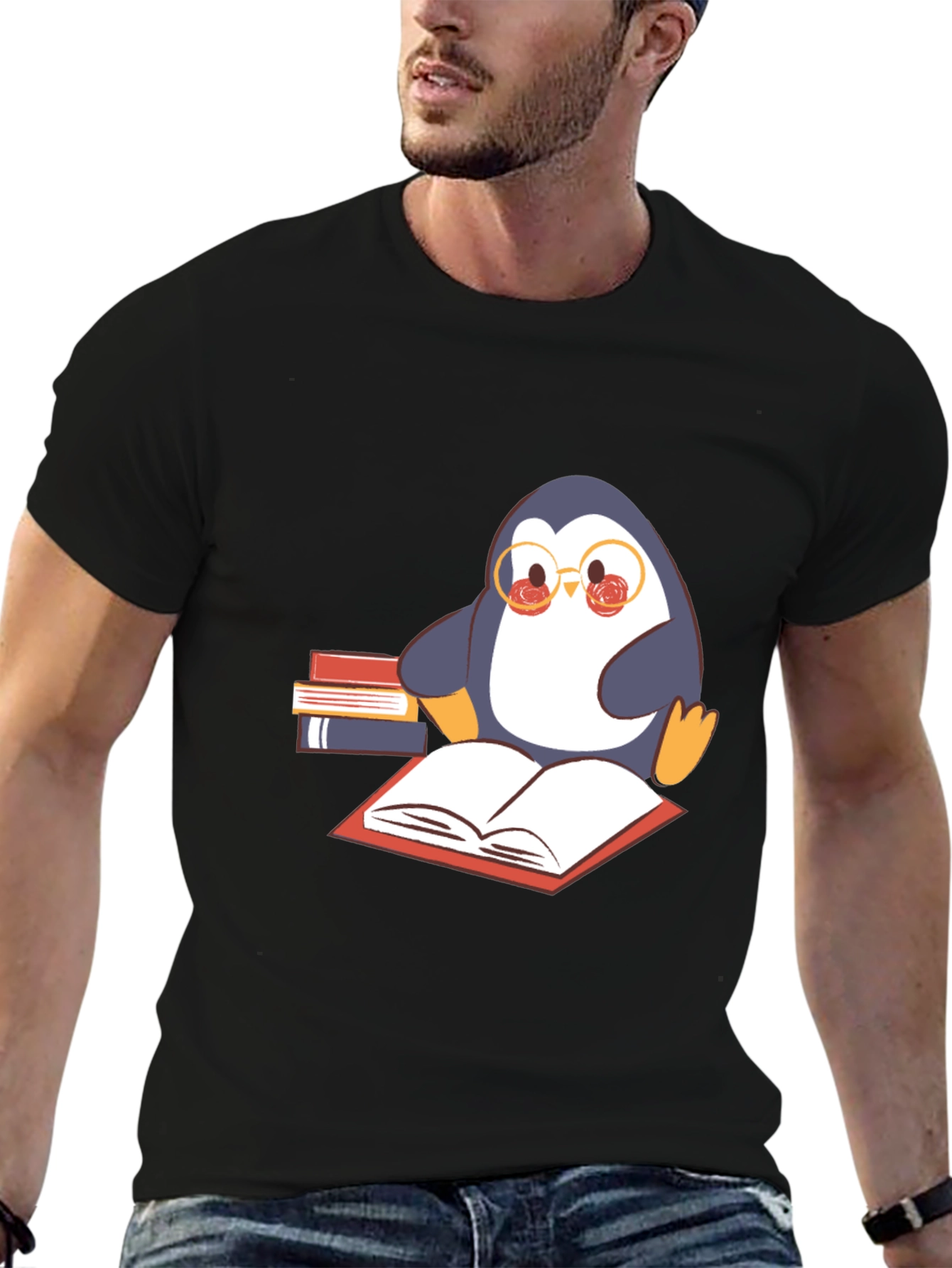 Bookworm Penguin Graphic Tee - Black