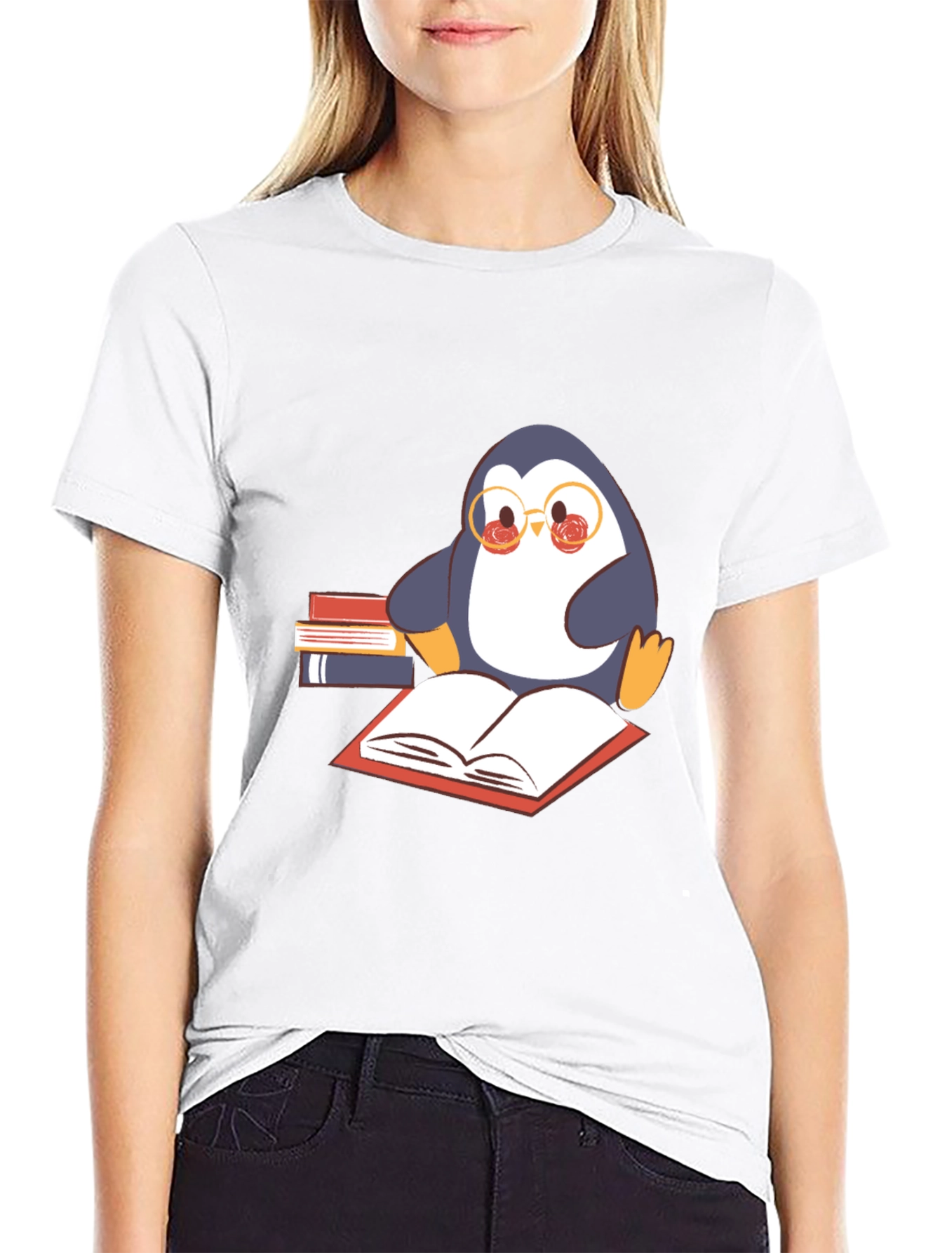 Bookworm Penguin Graphic Tee - Black