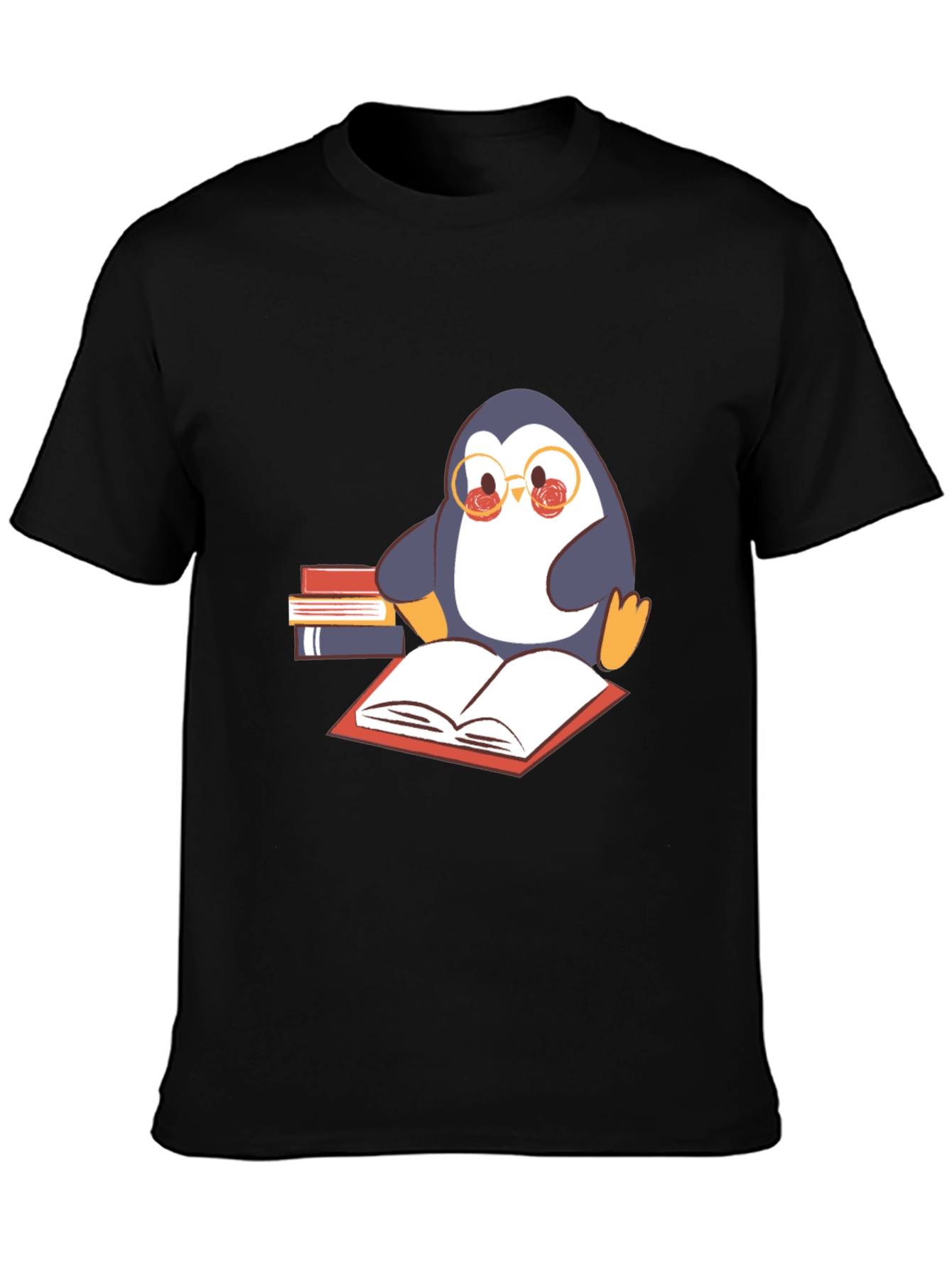 Bookworm Penguin Graphic Tee - Black
