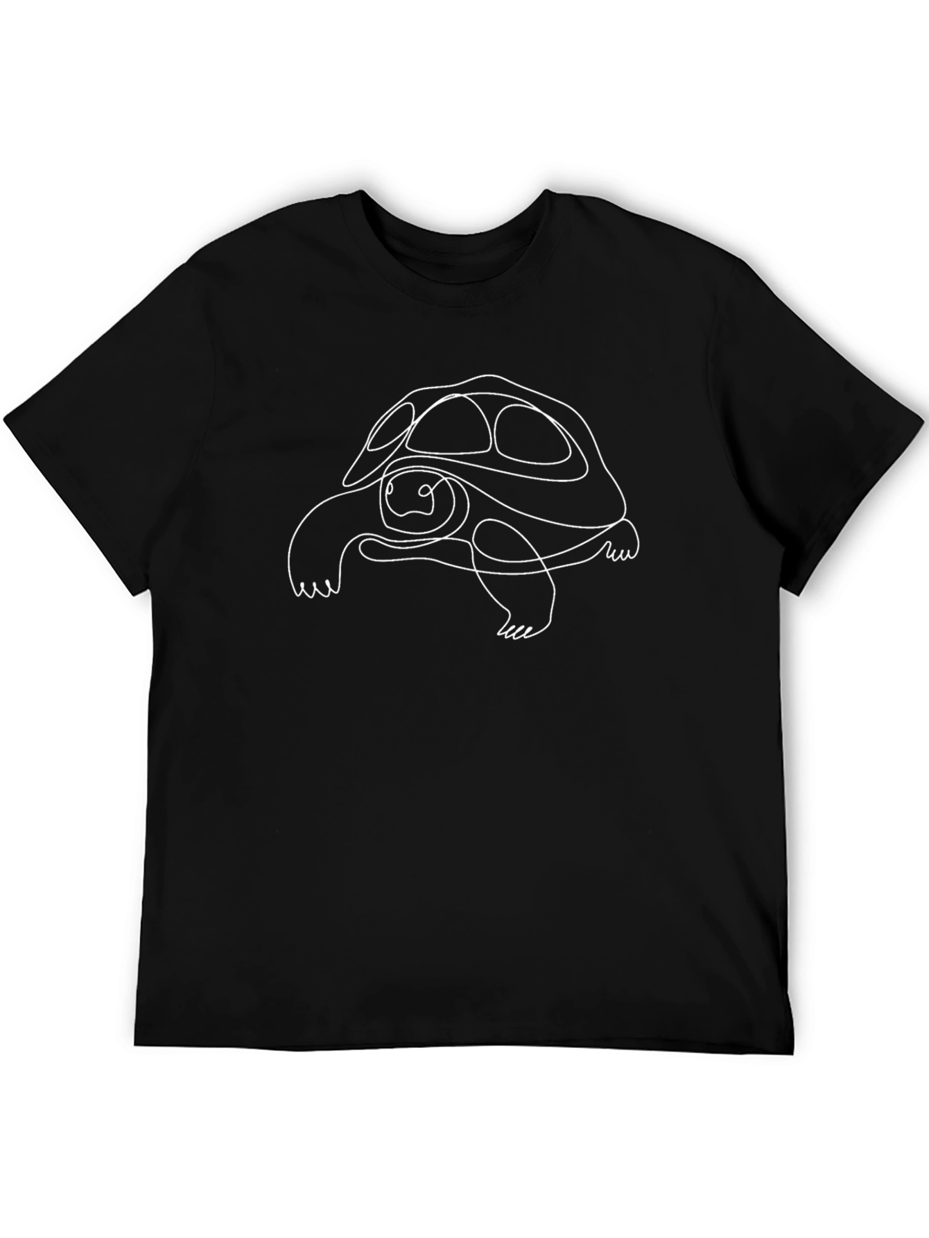 Minimalist Turtle Line Art Black T-Shirt