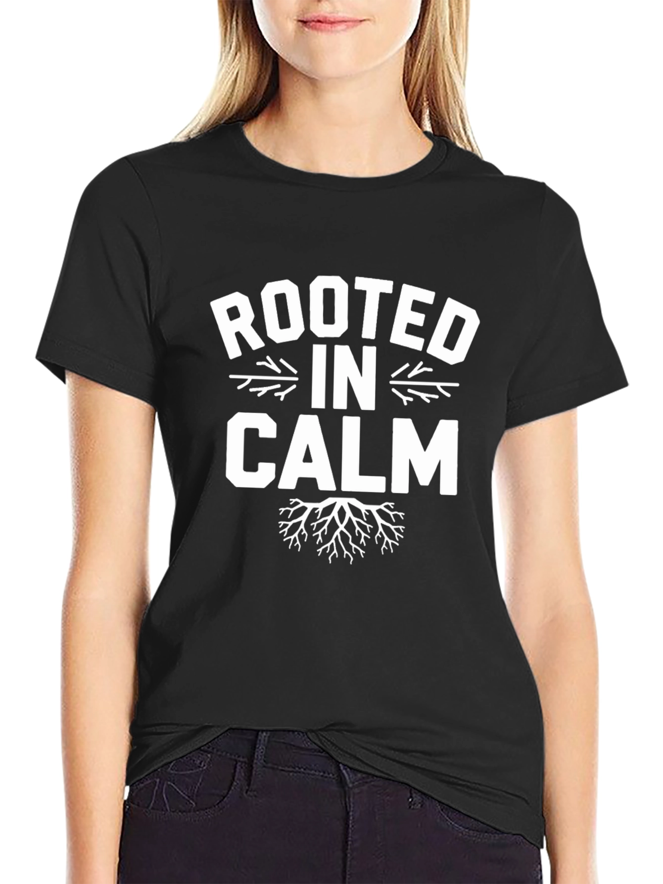 Rooted in Calm Graphic Tee - Black Casual T-Shirt