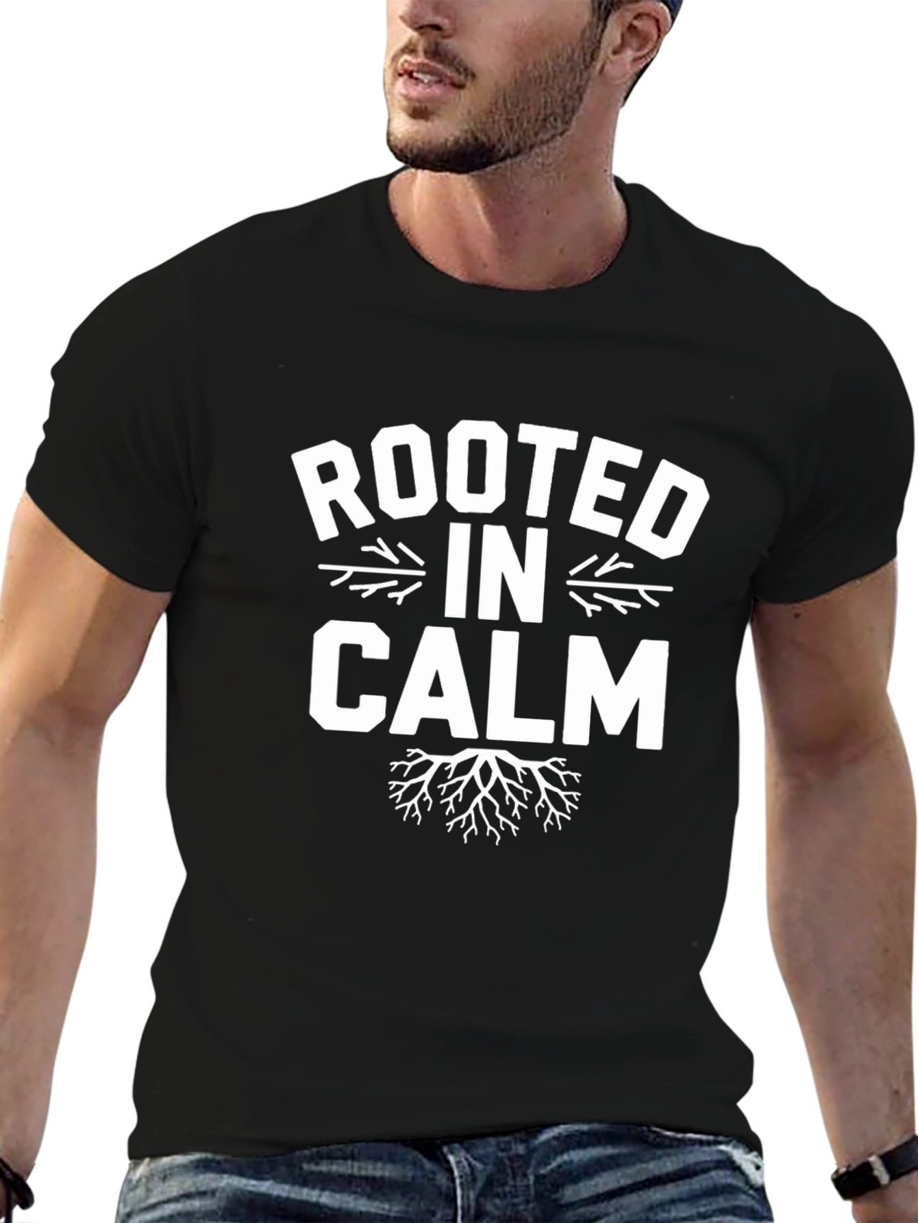 Rooted in Calm Graphic Tee - Black Casual T-Shirt