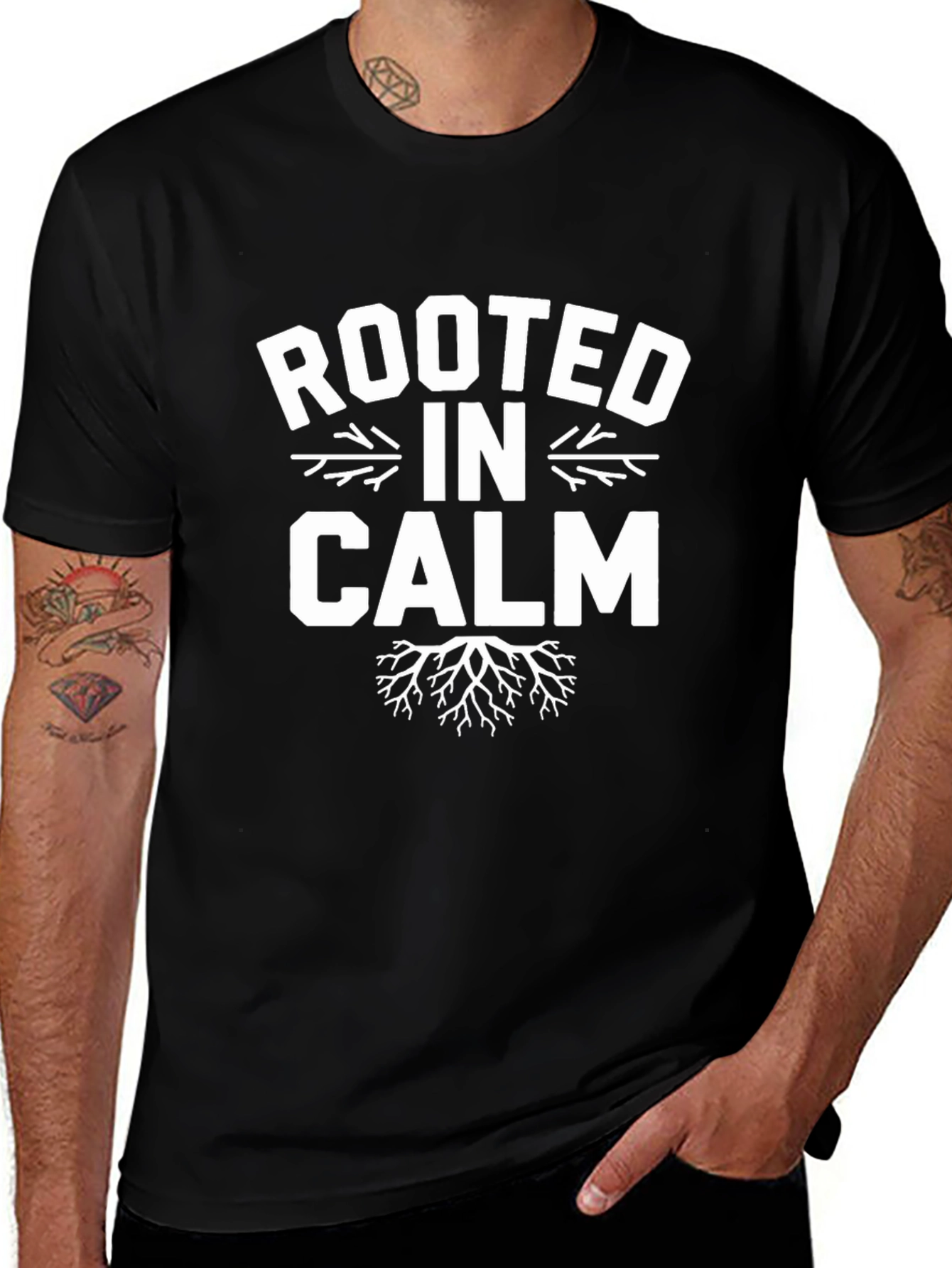 Rooted in Calm Graphic Tee - Black Casual T-Shirt