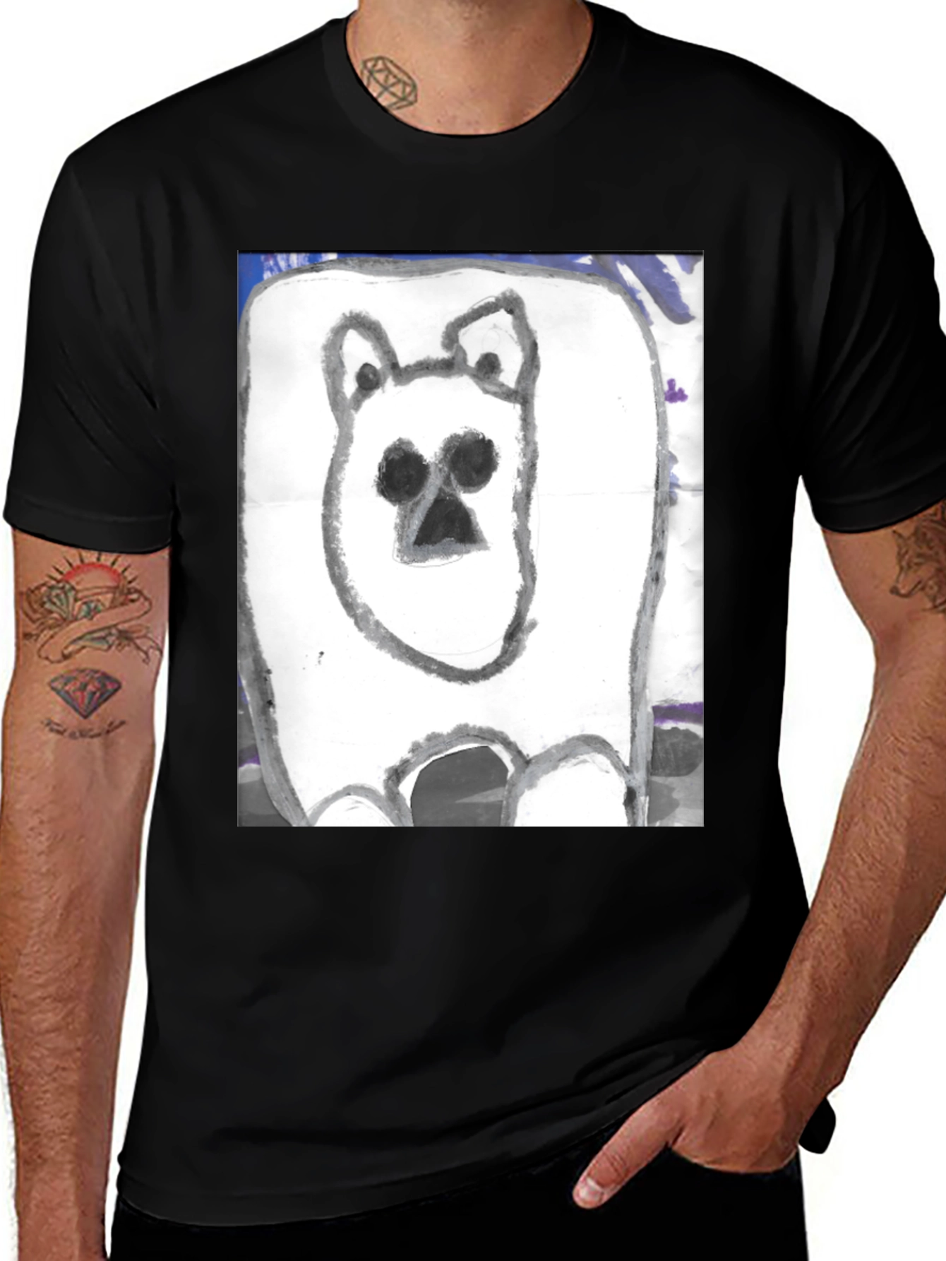 Hand-Drawn Bear Graphic T-Shirt