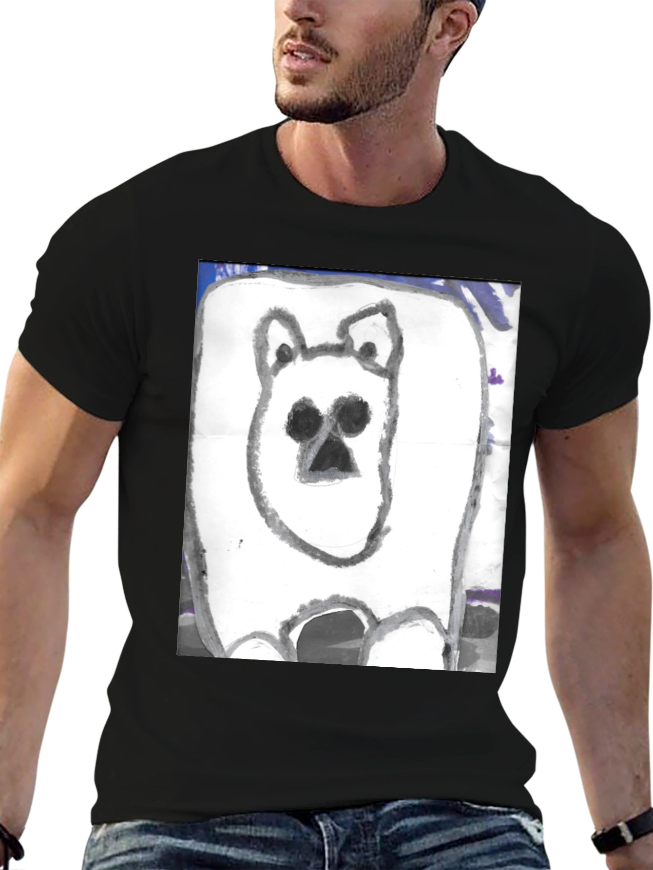 Hand-Drawn Bear Graphic T-Shirt