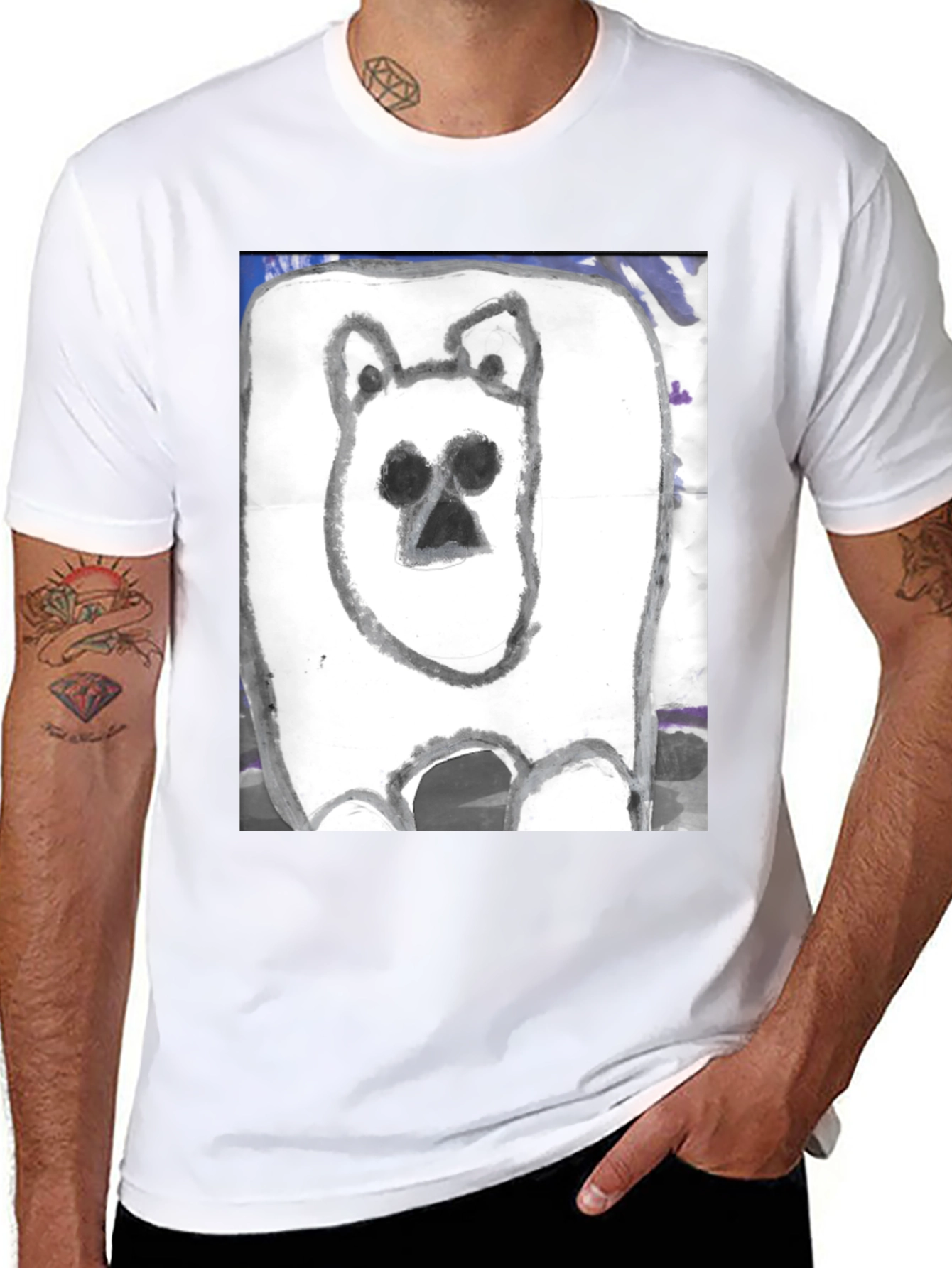 Hand-Drawn Bear Graphic T-Shirt