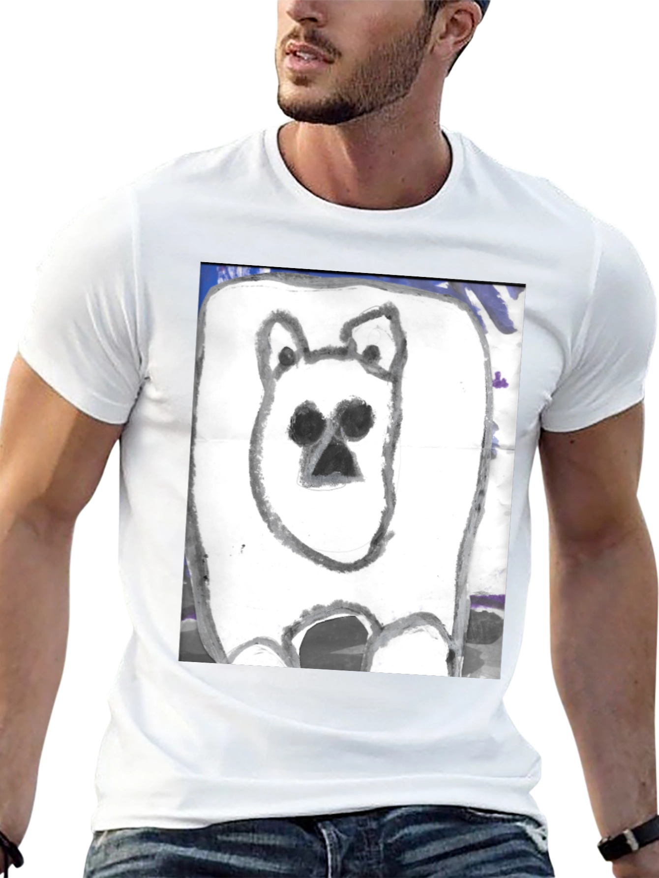 Hand-Drawn Bear Graphic T-Shirt
