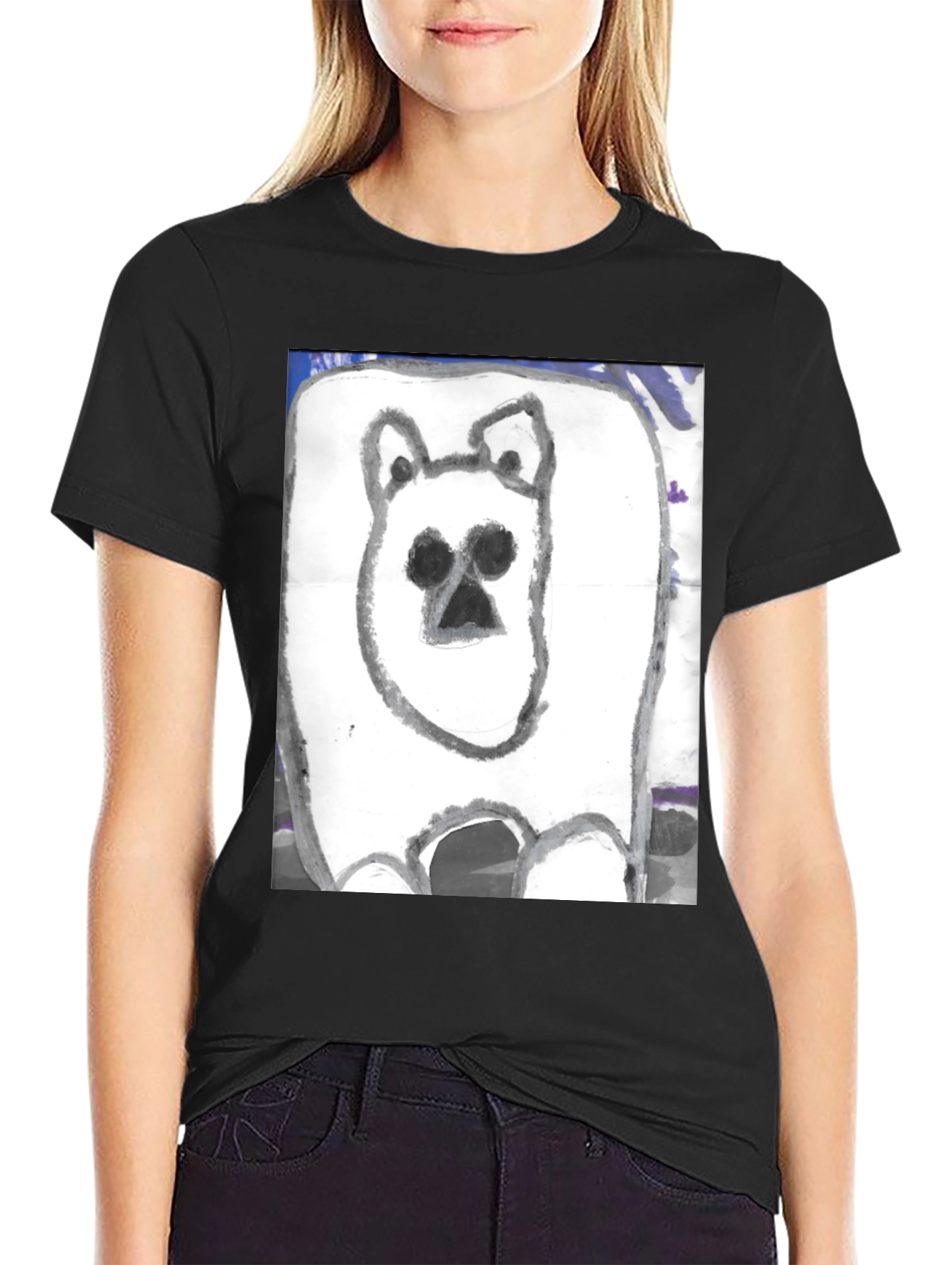 Hand-Drawn Bear Graphic T-Shirt