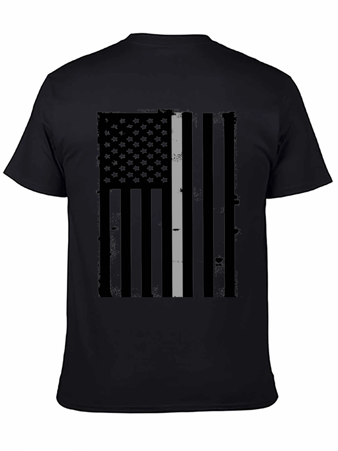 Distressed Grey Line Flag Graphic T-Shirt