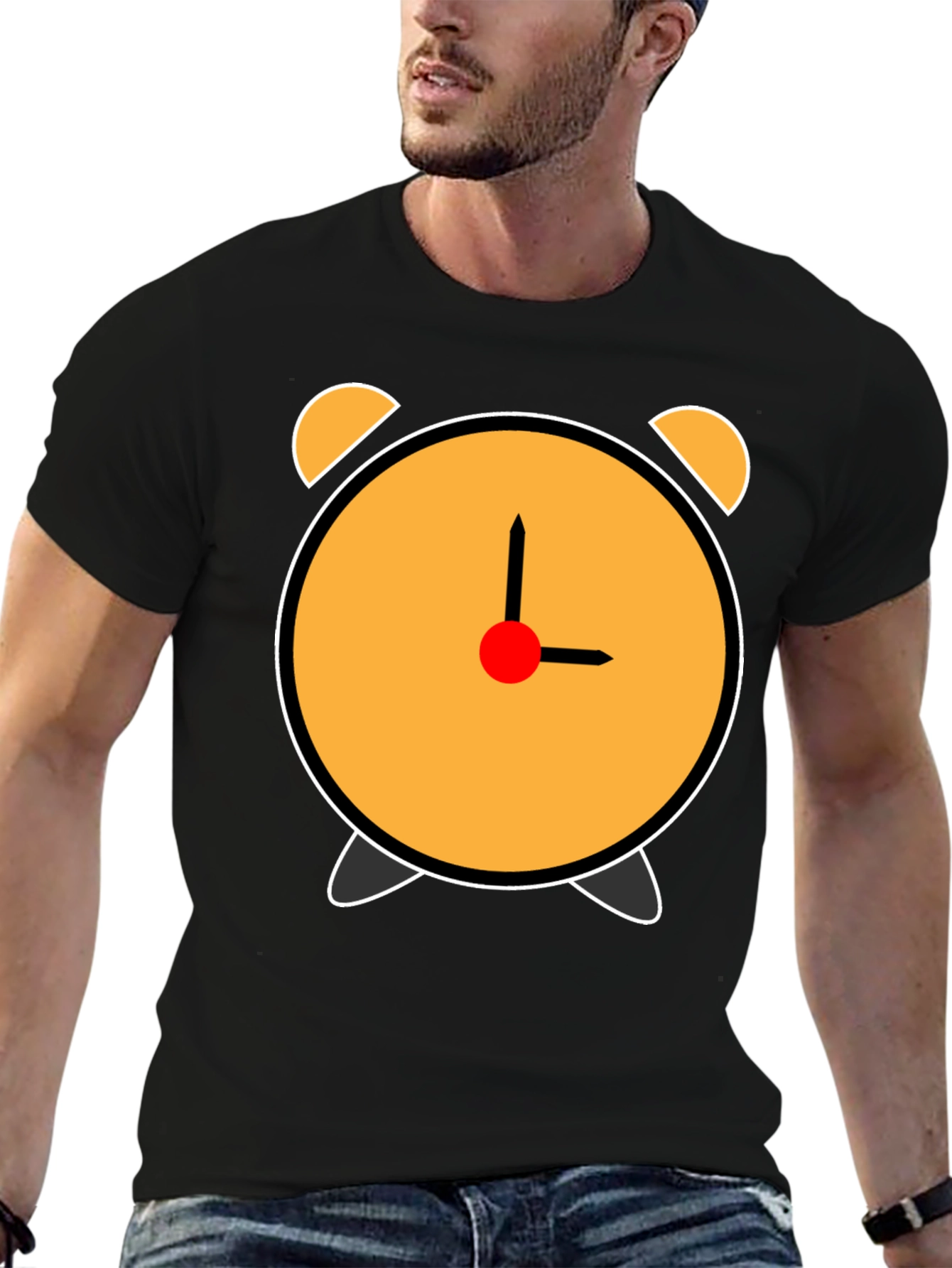 Alarm Clock Graphic T-Shirt - Black Cotton Tee
