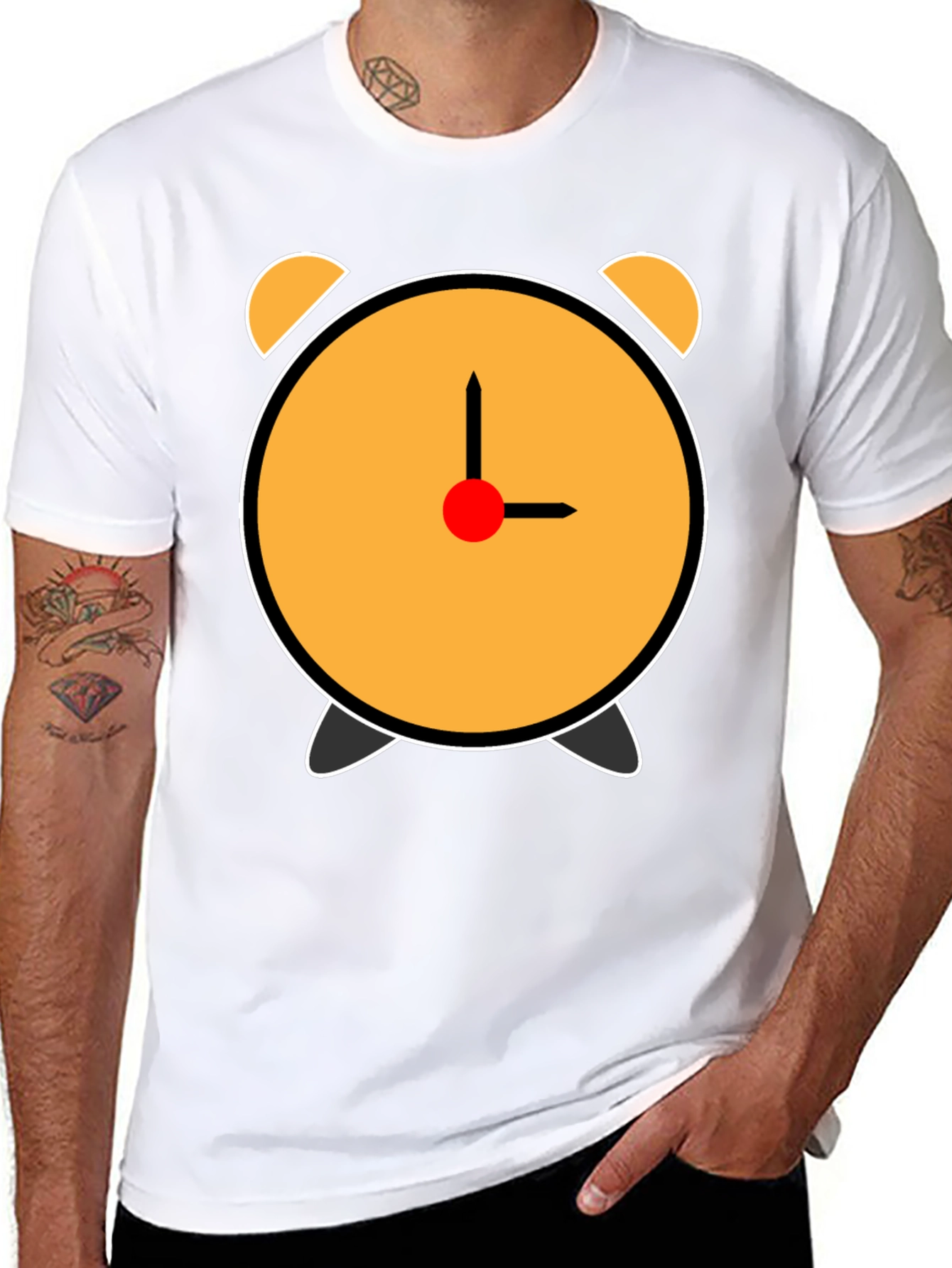 Alarm Clock Graphic T-Shirt - Black Cotton Tee