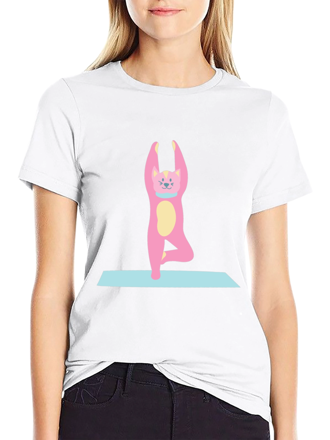 Yoga Cat T-Shirt - Black Cotton Tee