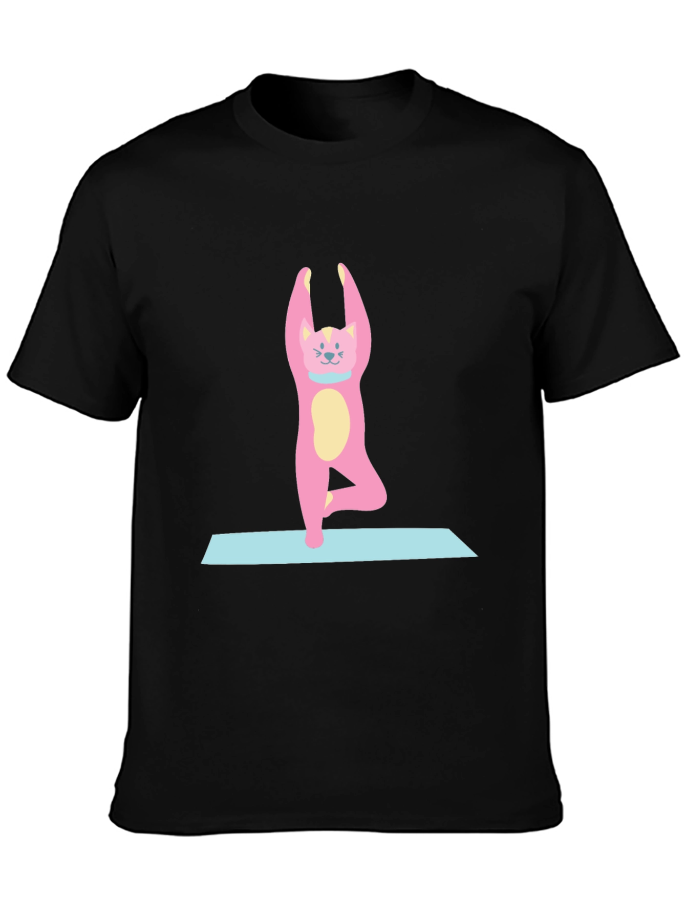 Yoga Cat T-Shirt - Black Cotton Tee