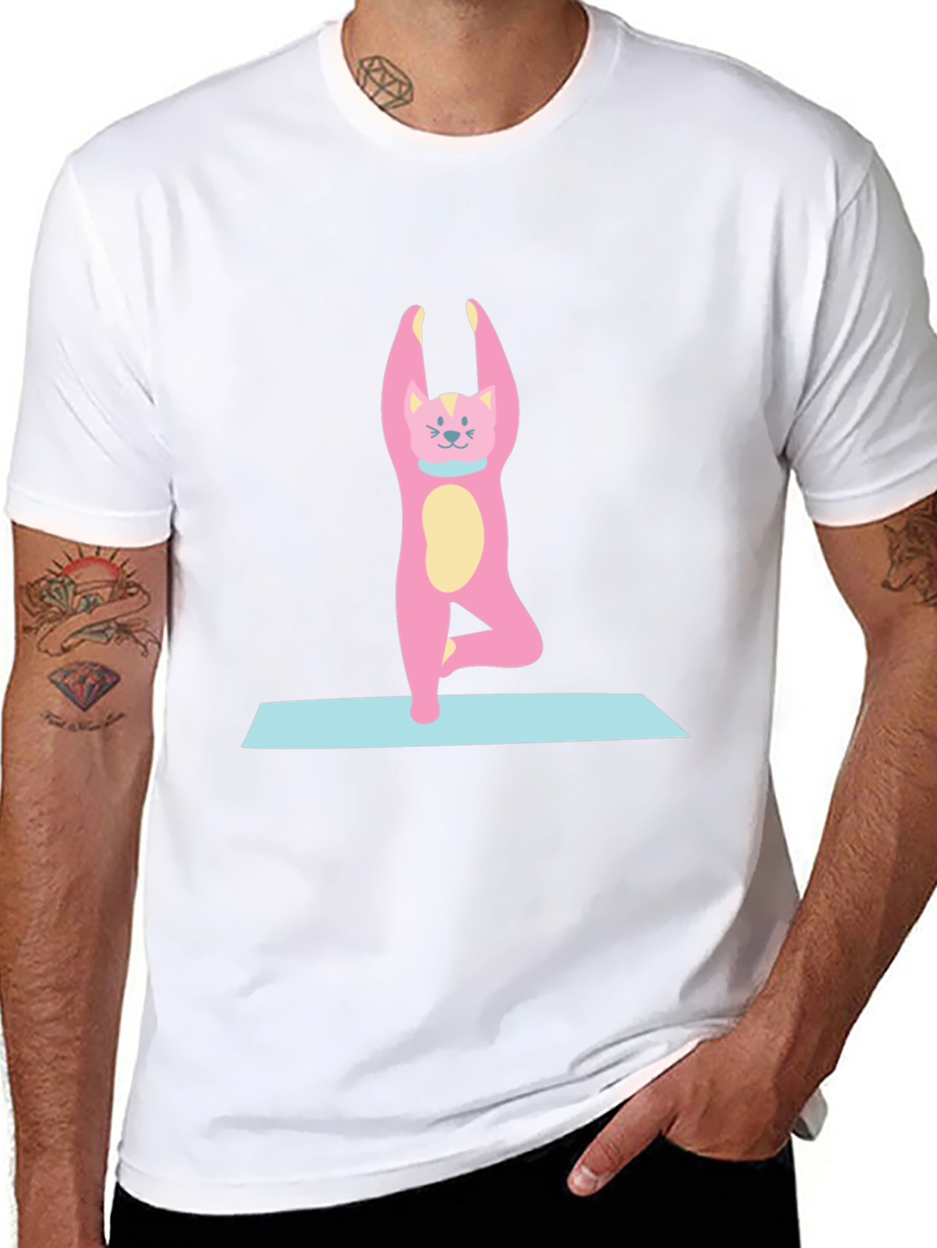Yoga Cat T-Shirt - Black Cotton Tee