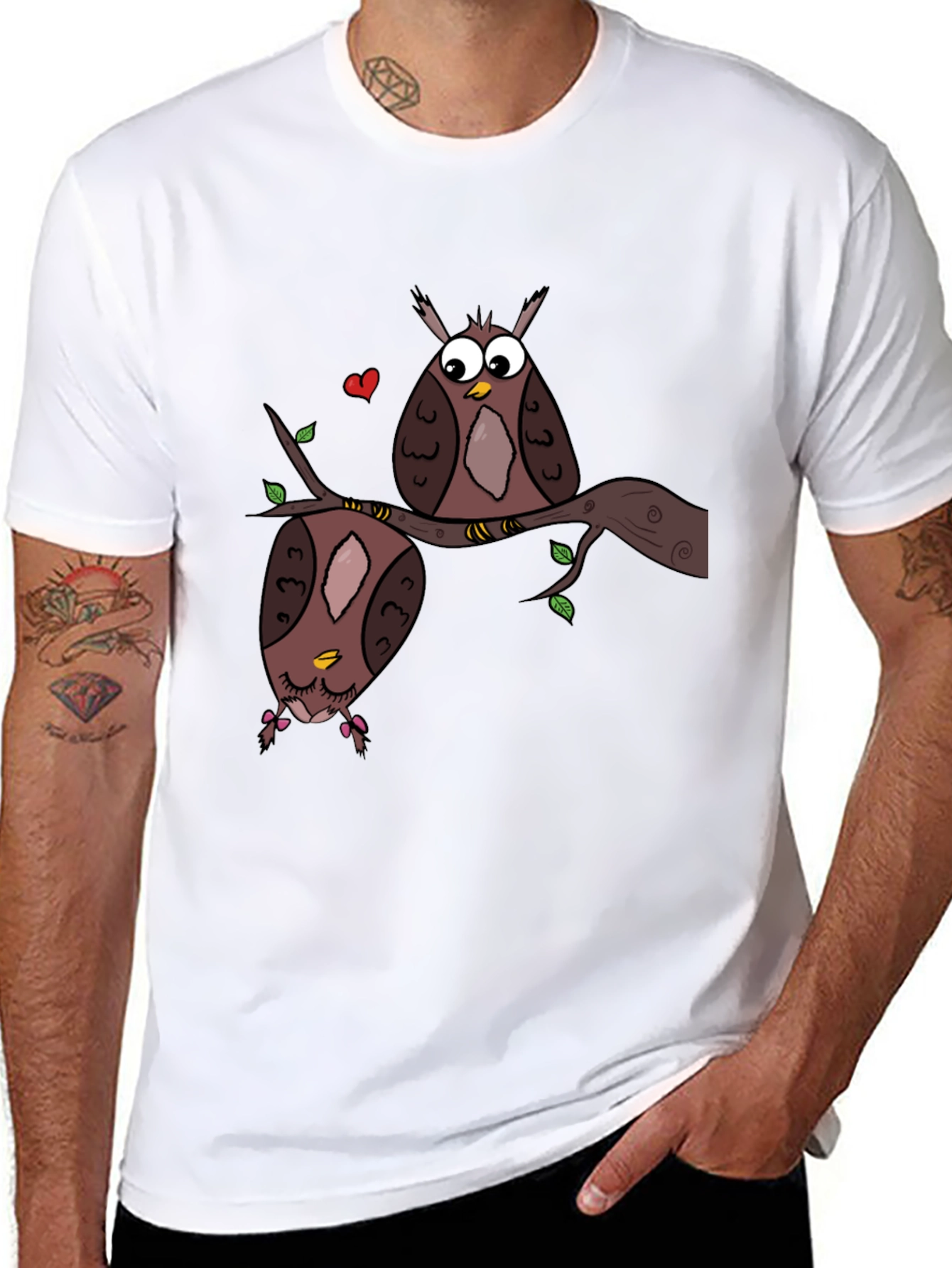 Owl Love Graphic Tee - Black Unisex T-Shirt