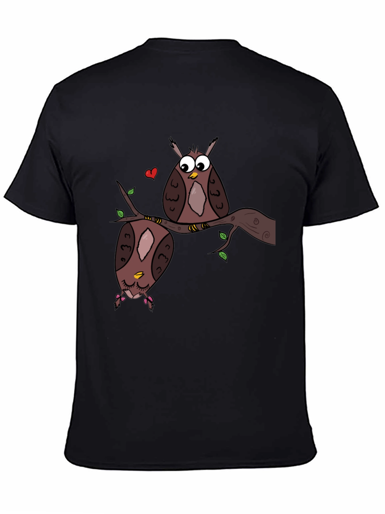 Owl Love Graphic Tee - Black Unisex T-Shirt