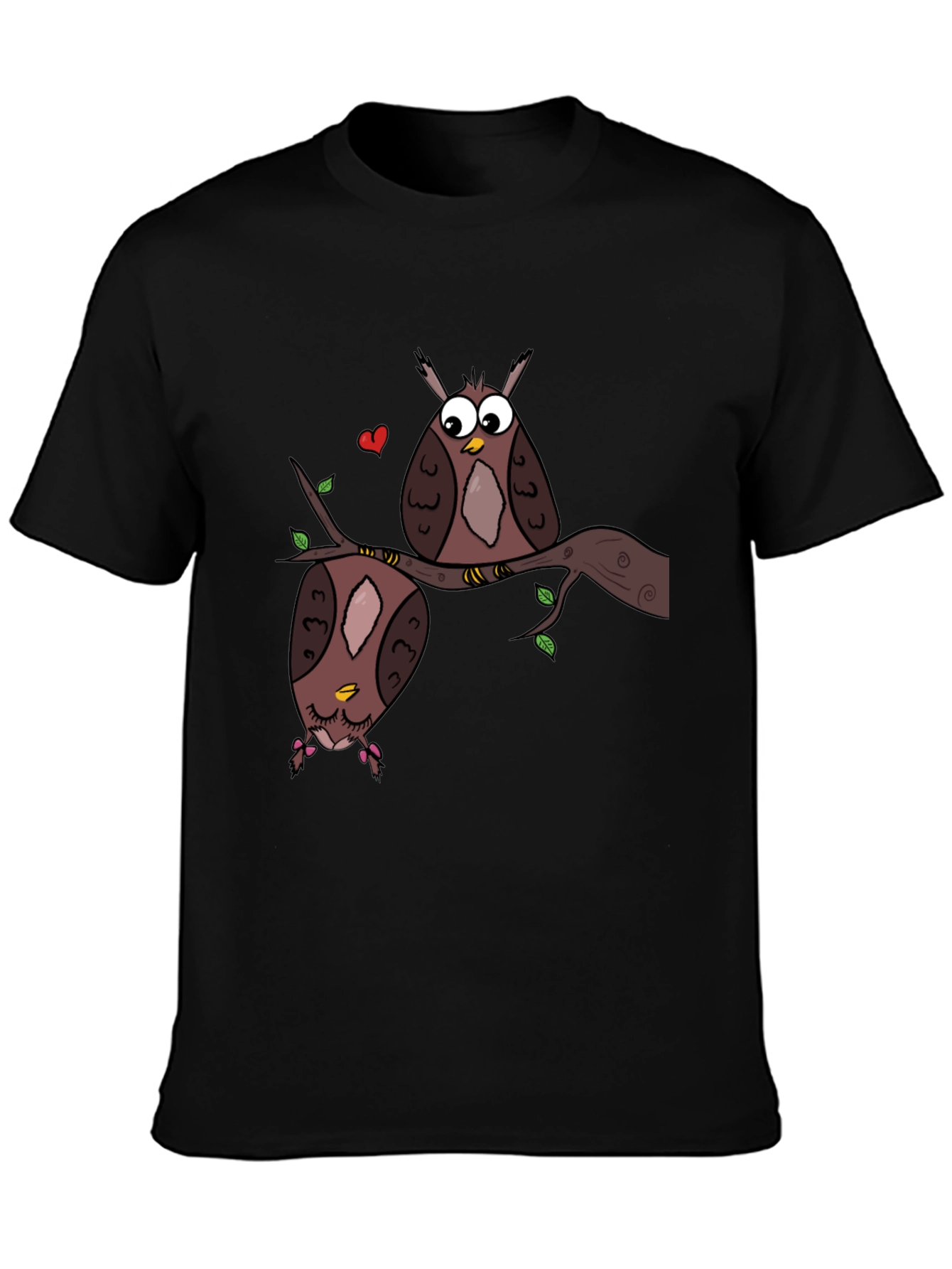 Owl Love Graphic Tee - Black Unisex T-Shirt