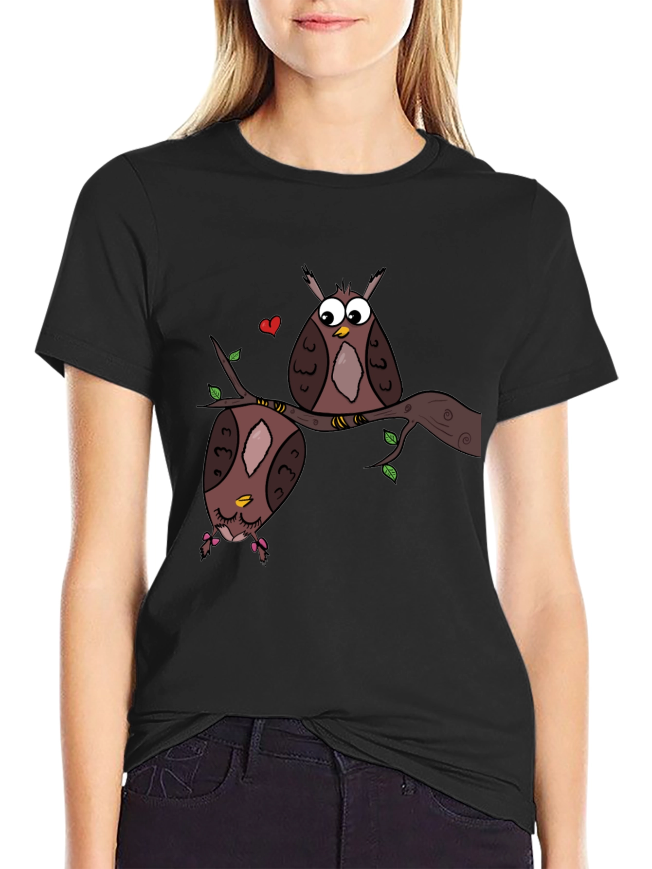 Owl Love Graphic Tee - Black Unisex T-Shirt