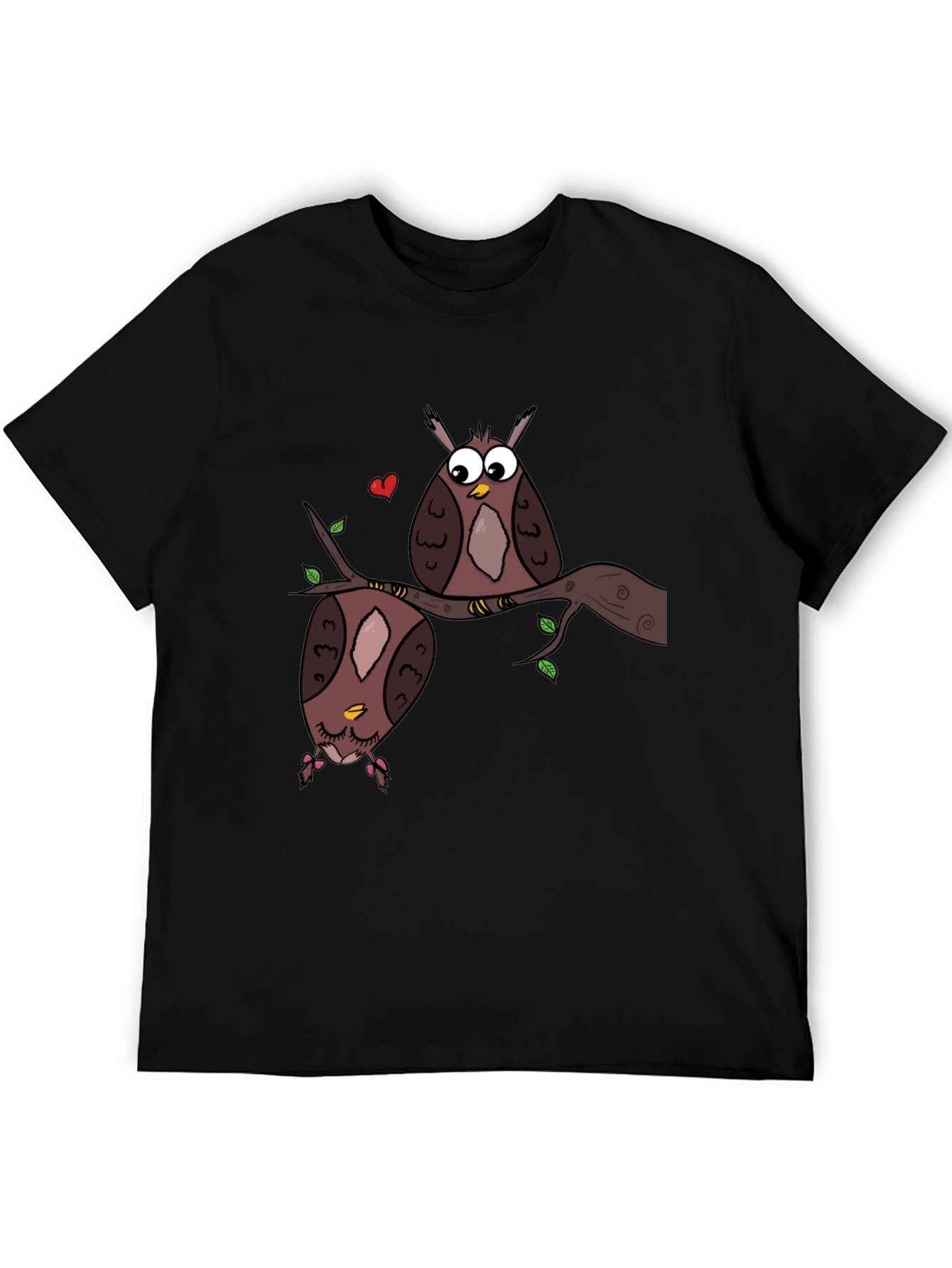Owl Love Graphic Tee - Black Unisex T-Shirt