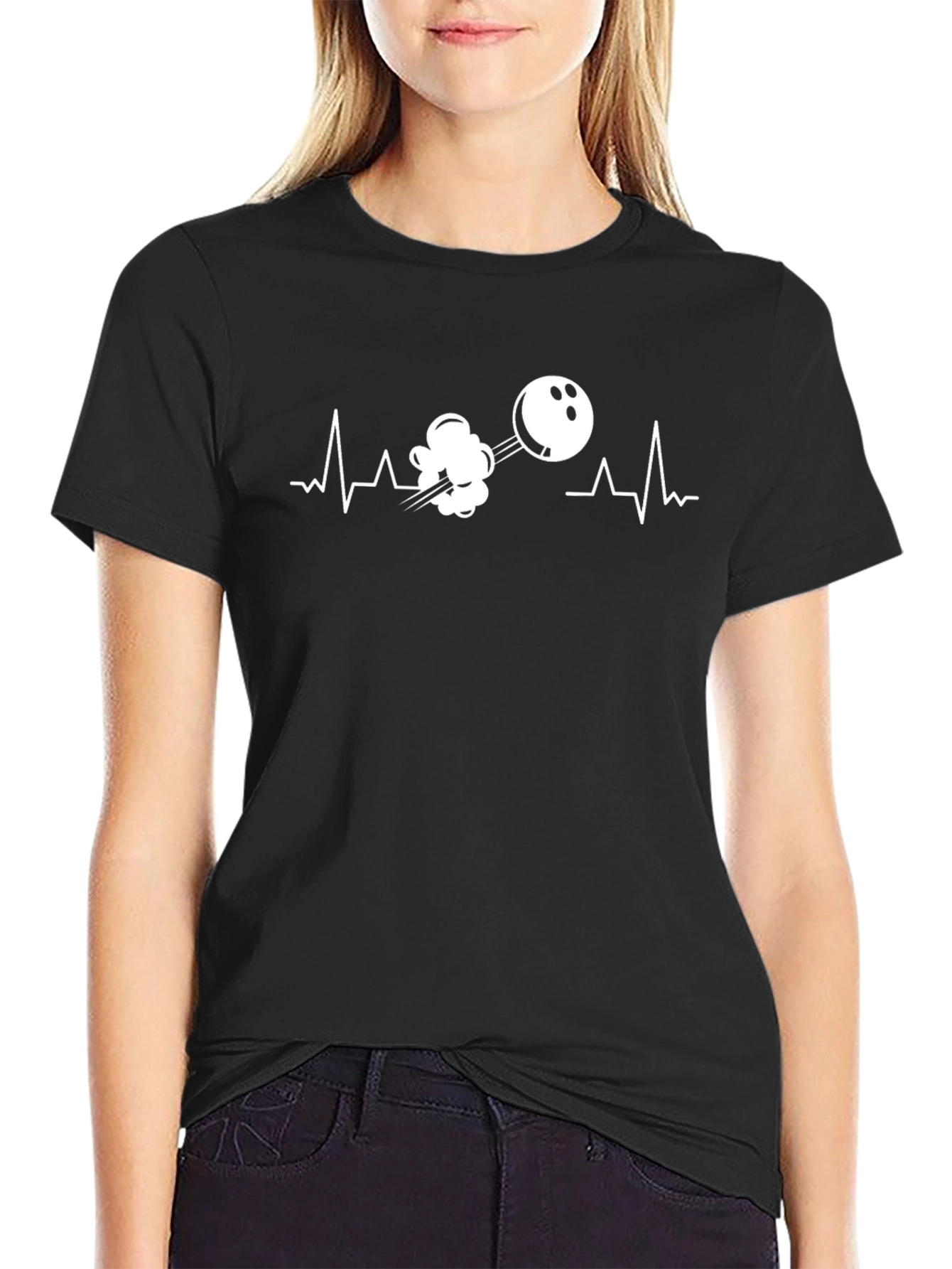 Bowling Heartbeat Graphic T-Shirt - Strike Your Style!