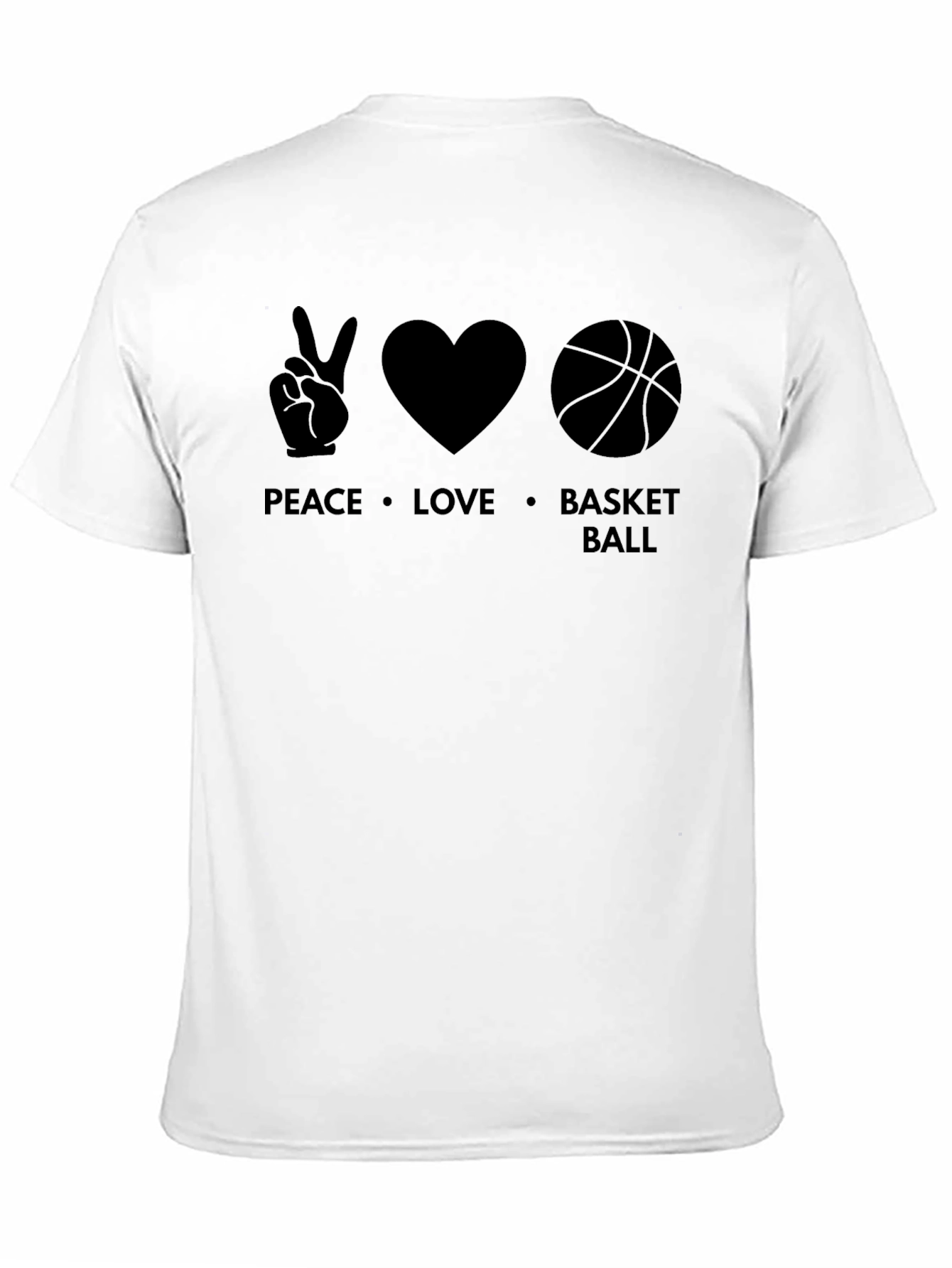 Peace Love Basketball Graphic T-Shirt - Black