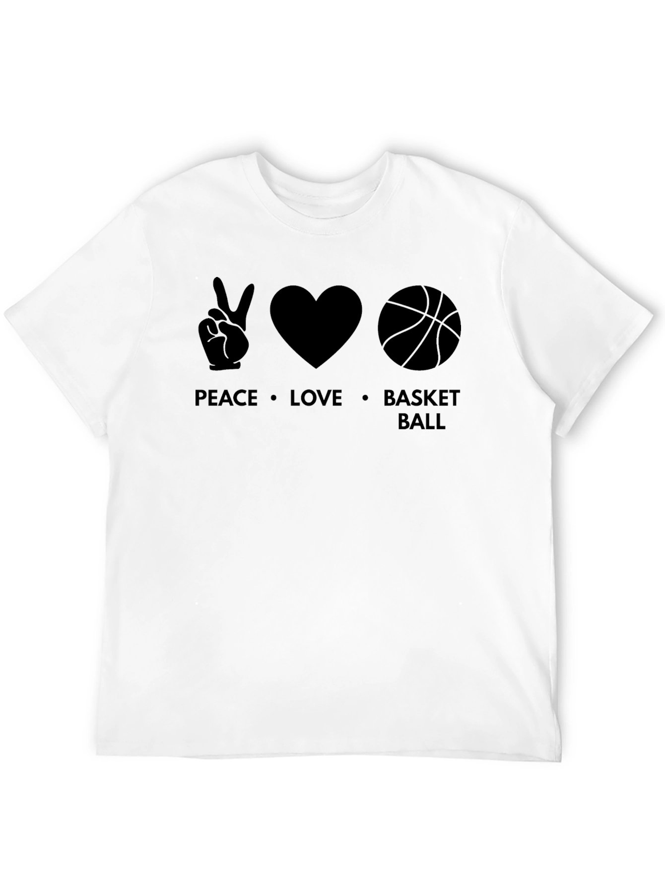 Peace Love Basketball Graphic T-Shirt - Black