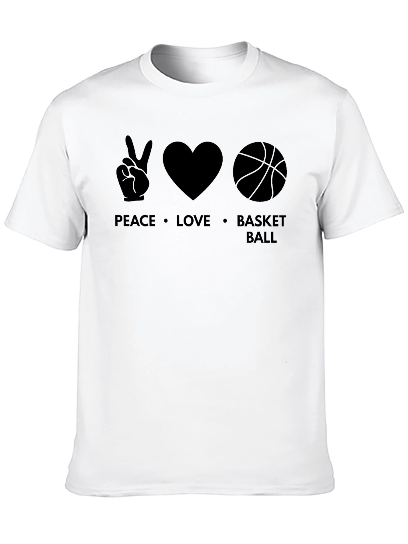 Peace Love Basketball Graphic T-Shirt - Black