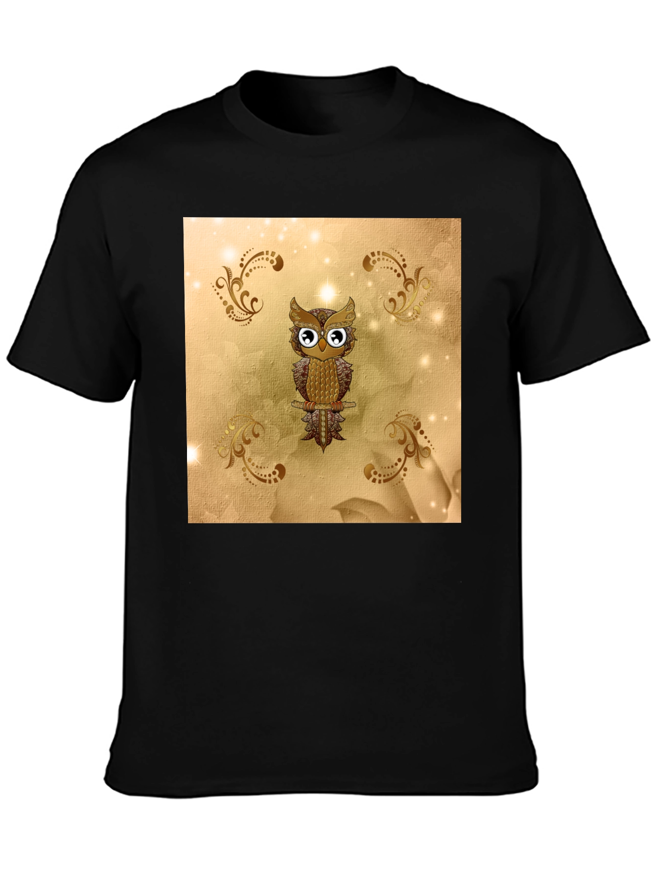 Owl Graphic Tee - Stylish Mens Black T-Shirt