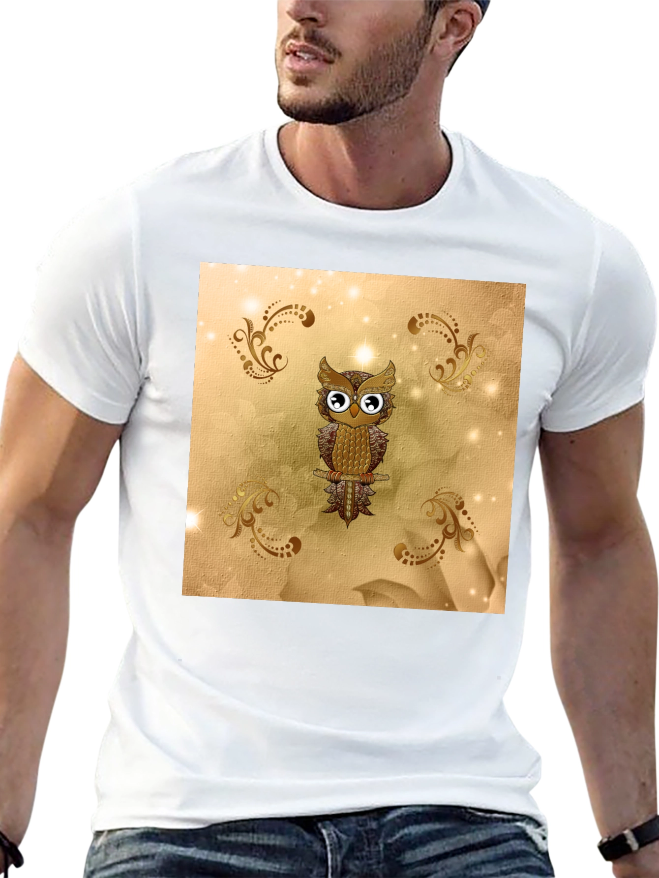 Owl Graphic Tee - Stylish Mens Black T-Shirt