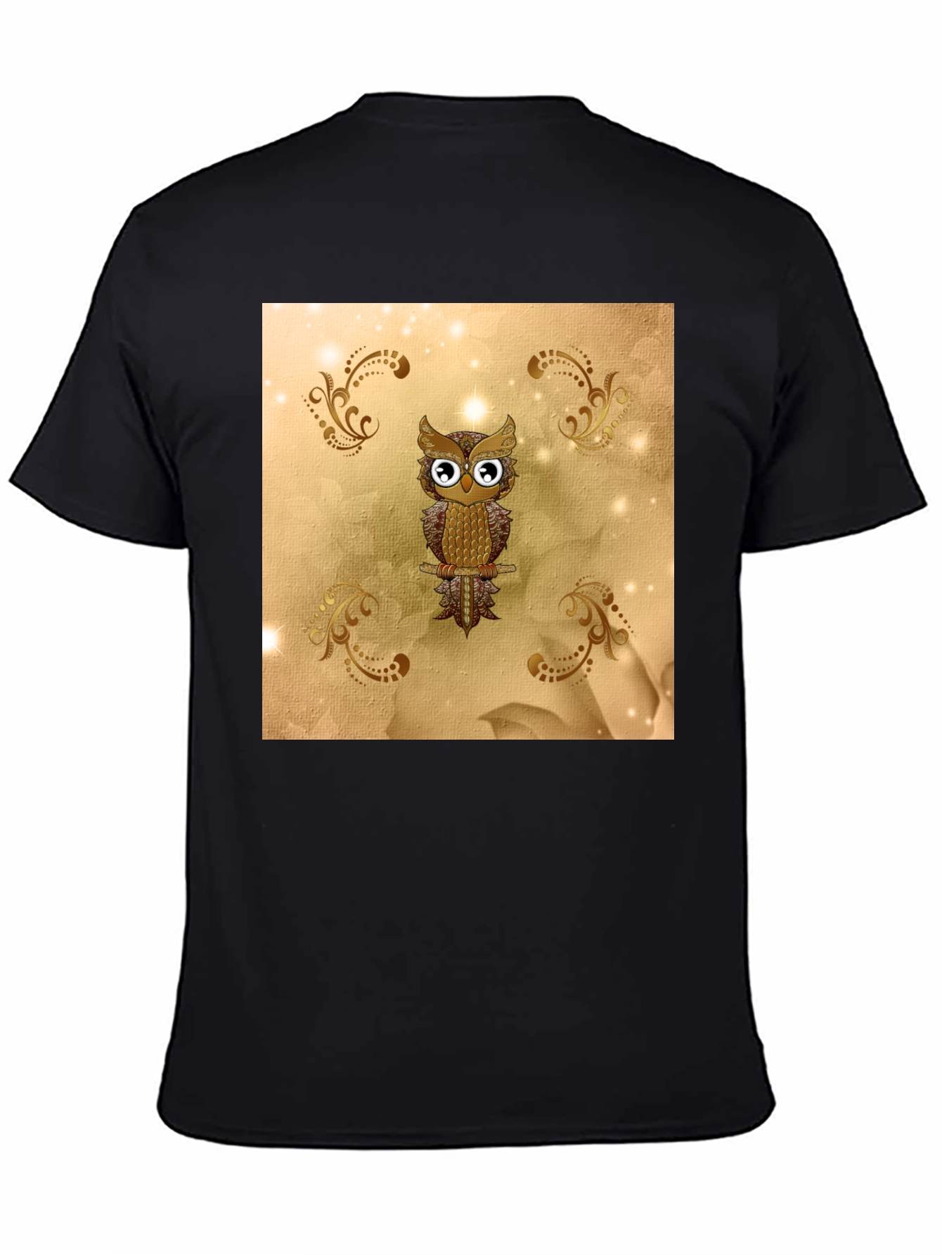 Owl Graphic Tee - Stylish Mens Black T-Shirt