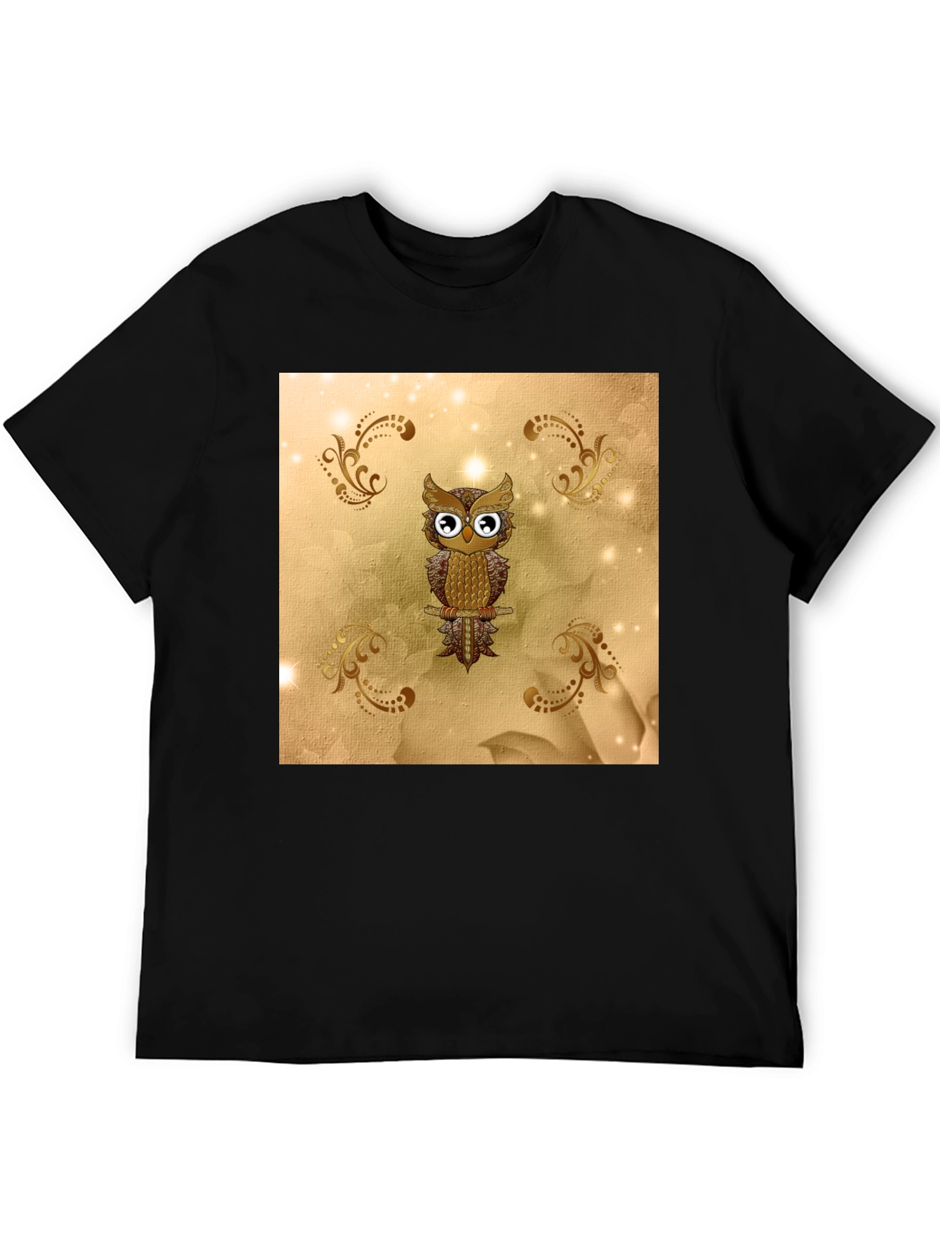 Owl Graphic Tee - Stylish Mens Black T-Shirt