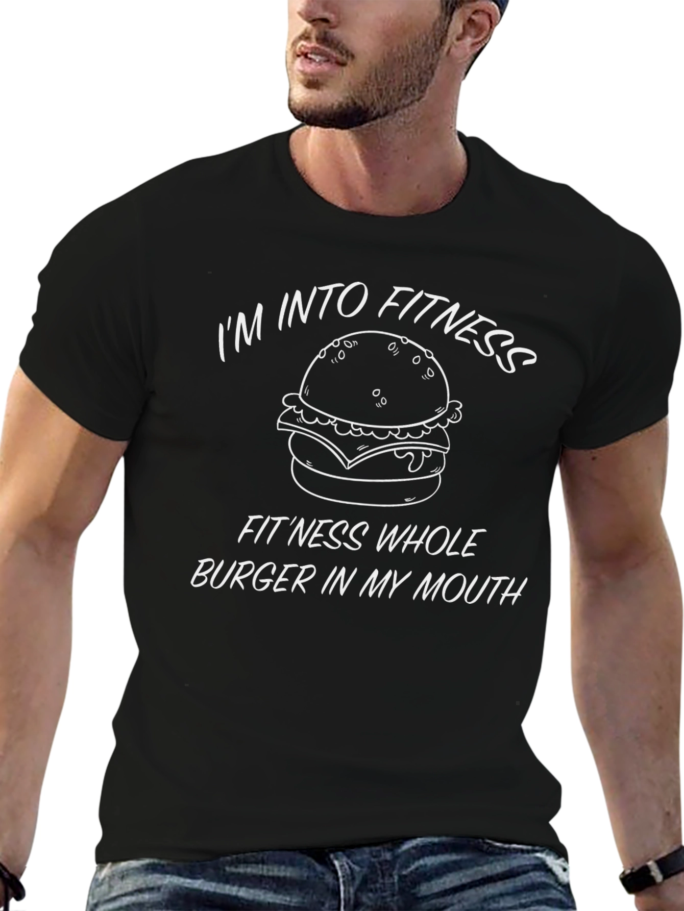 Im Into Fitness Whole Burger T-Shirt Funny Tee
