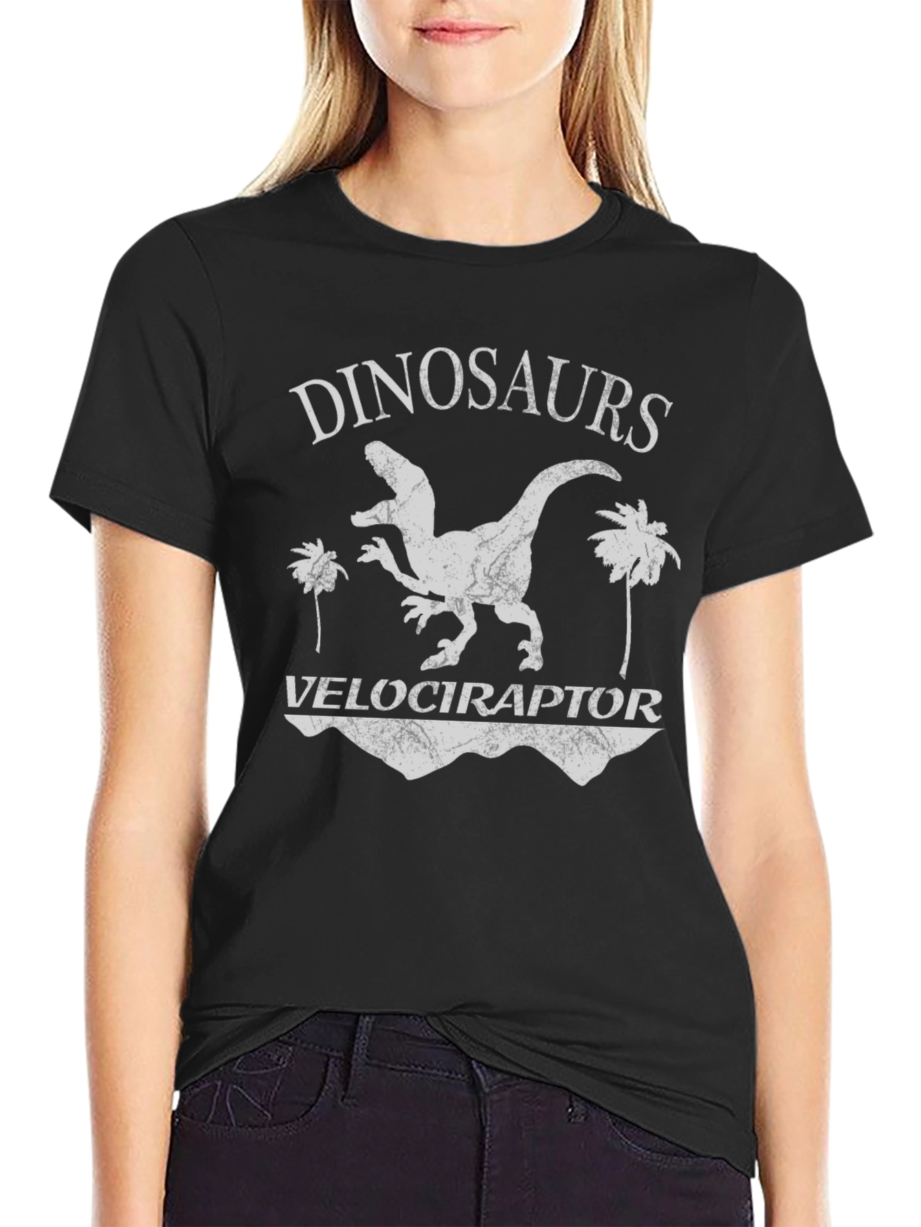 Dinosaurs Velociraptor Graphic T-Shirt