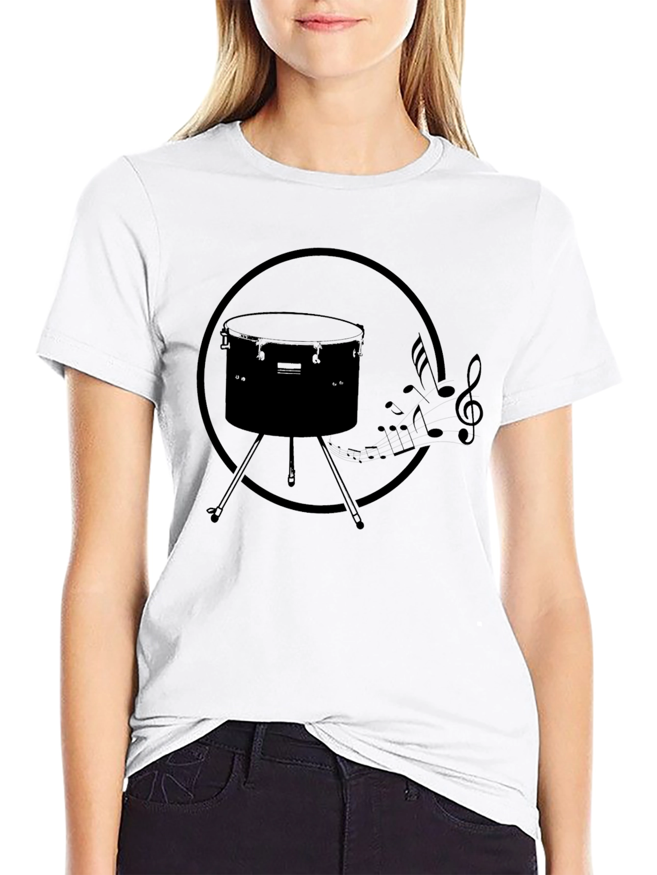 Drum & Music Note Graphic Tee