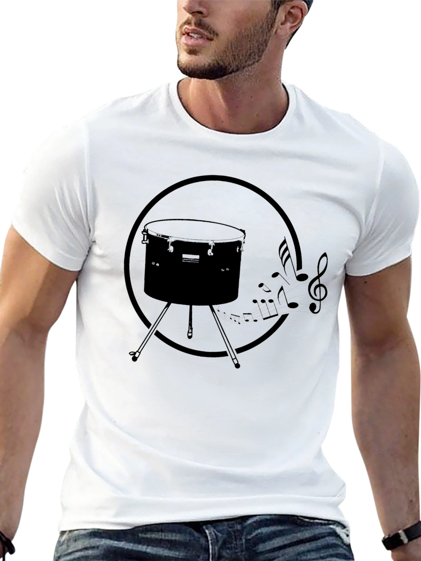 Drum & Music Note Graphic Tee