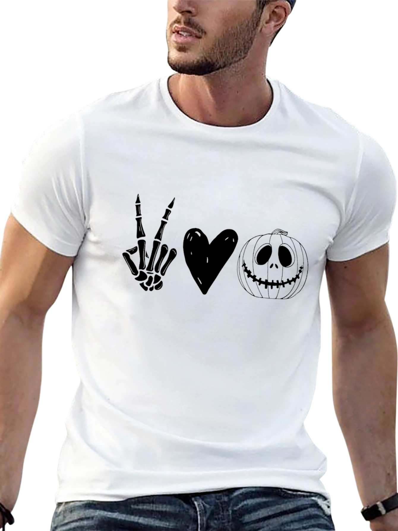 Halloween Peace Love Pumpkin Graphic Tee