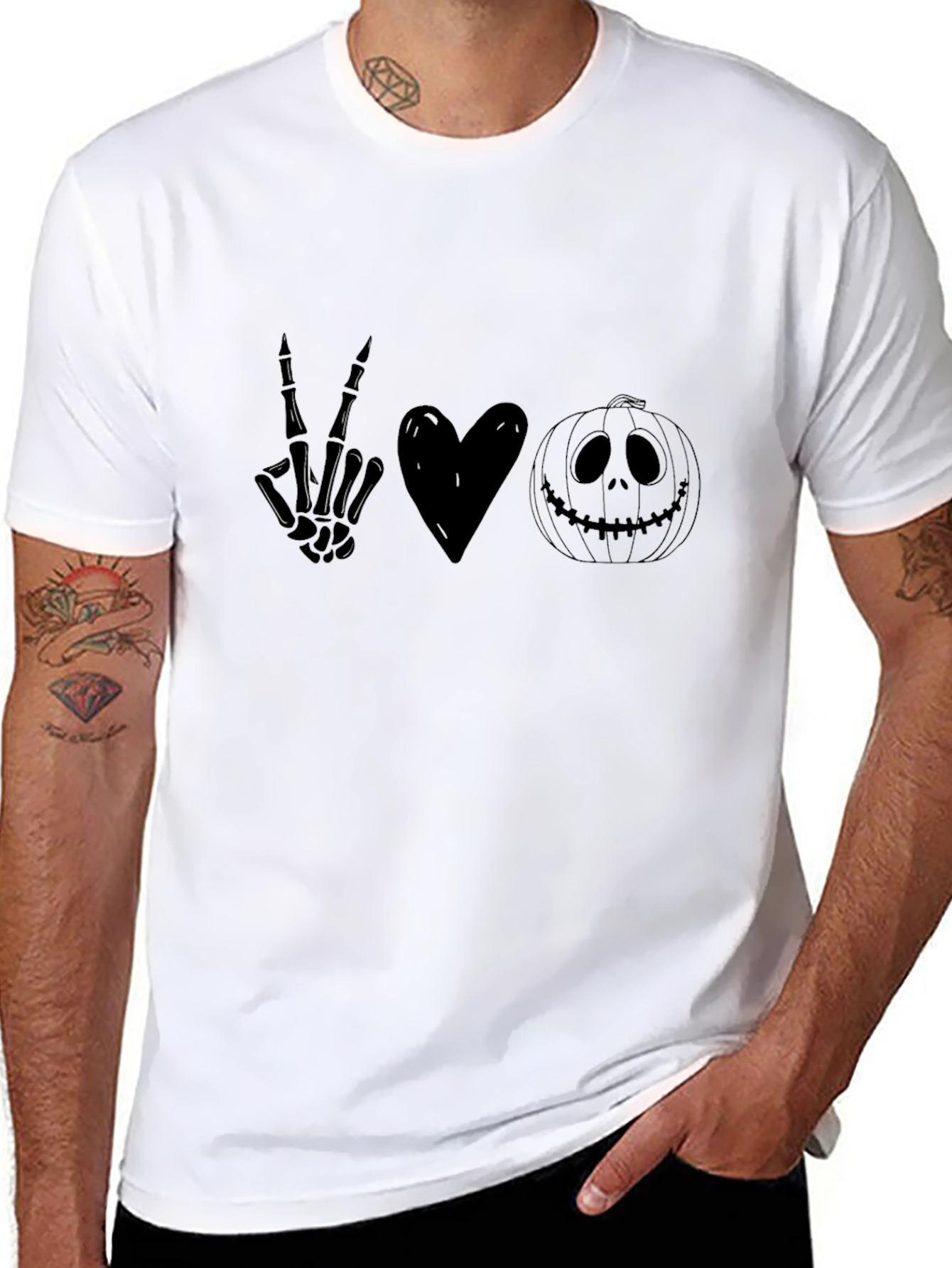 Halloween Peace Love Pumpkin Graphic Tee