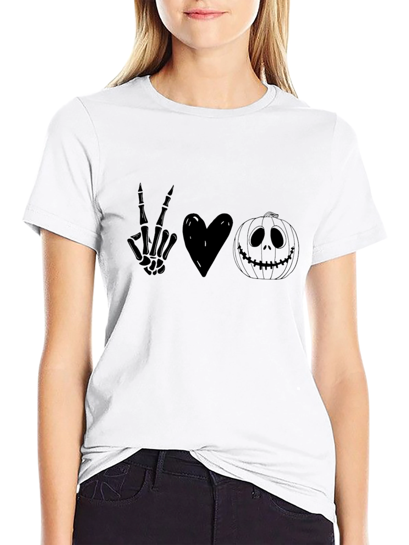 Halloween Peace Love Pumpkin Graphic Tee