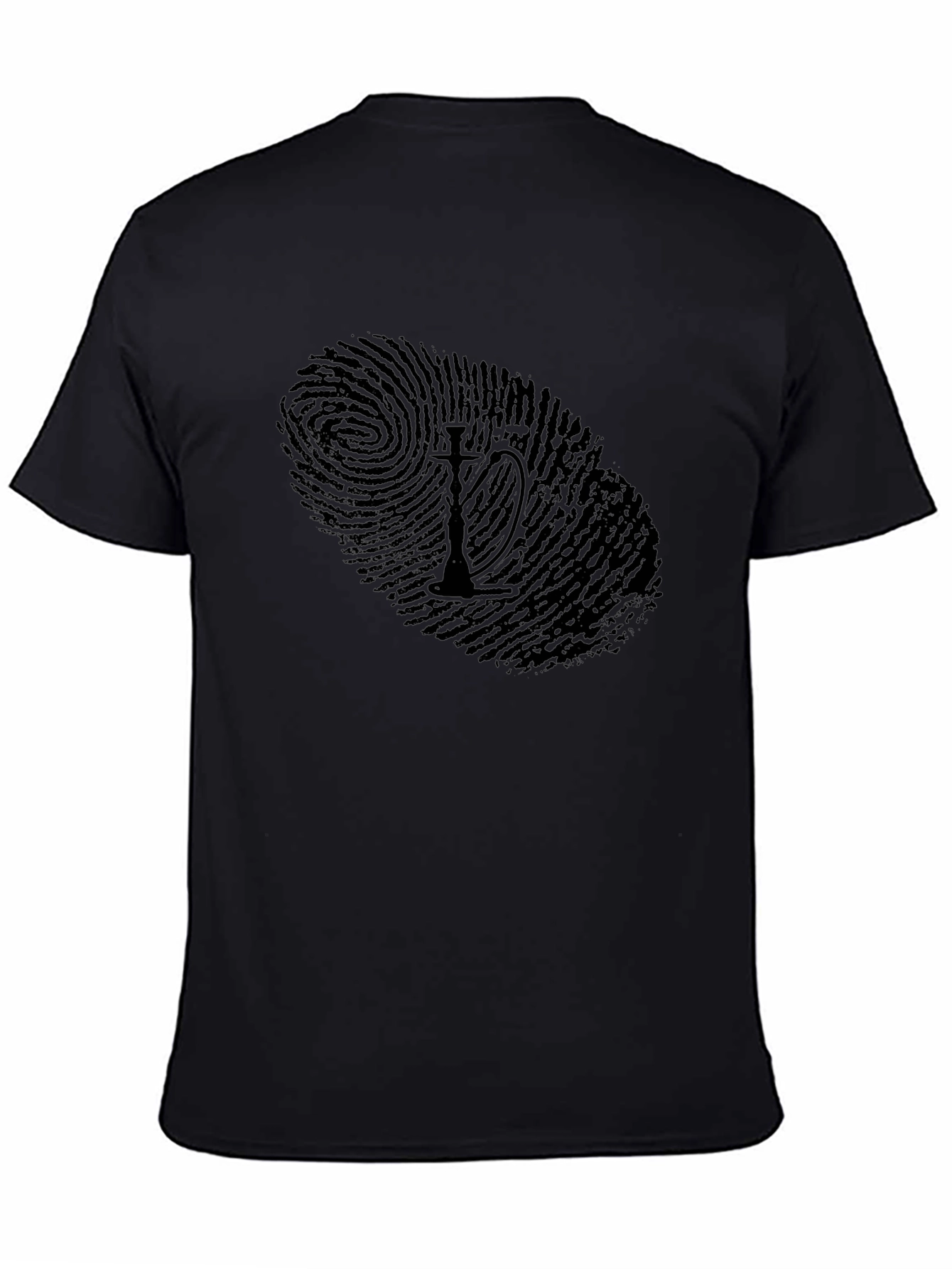 Hookah Fingerprint Graphic Black T-Shirt