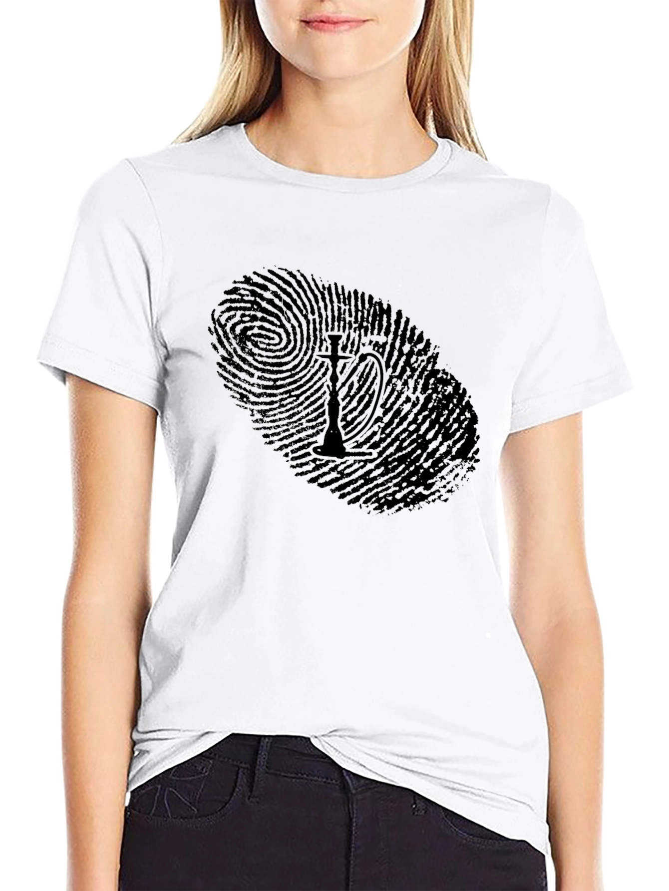 Hookah Fingerprint Graphic Black T-Shirt